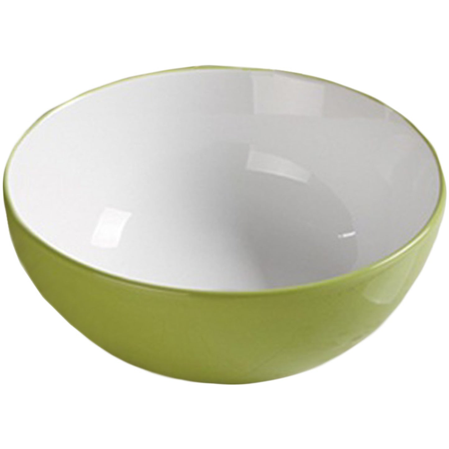 14.09-in. x 14.09-in. Round Bathroom Vessel Sink Olive-White Enamel Glaze