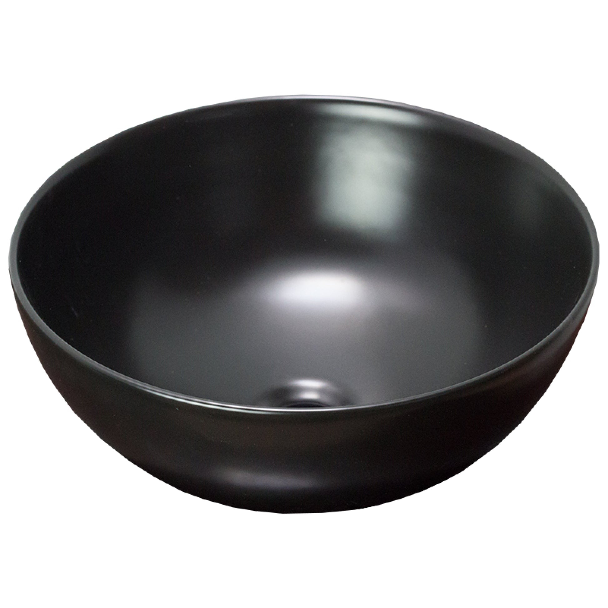 14.09-in. x 14.09-in. Round Bathroom Vessel Sink Black Enamel Glaze