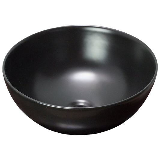 14.09-in. x 14.09-in. Round Bathroom Vessel Sink Black Enamel Glaze