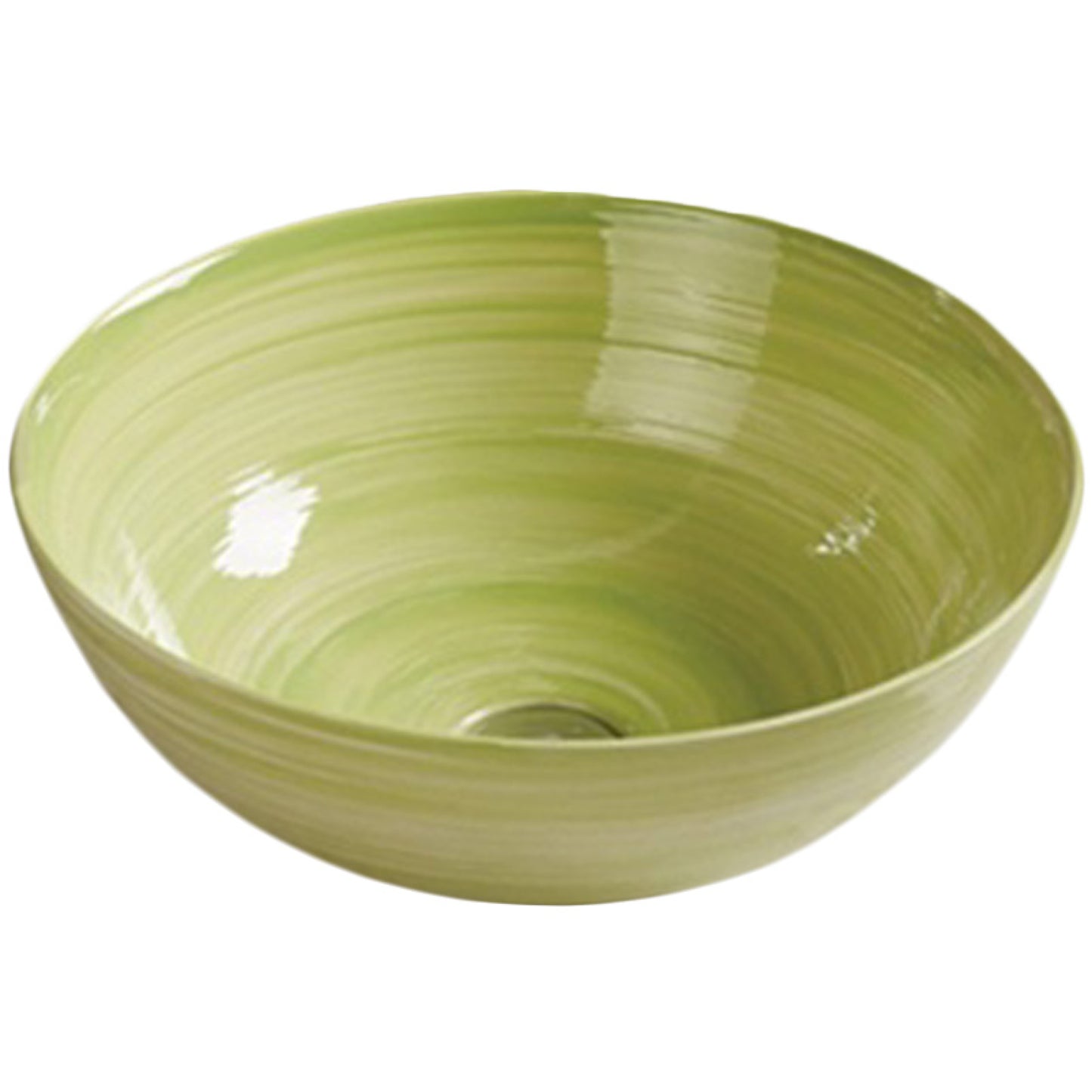 14.09-in. x 14.09-in. Round Bathroom Vessel Sink Olive Swirl Enamel Glaze