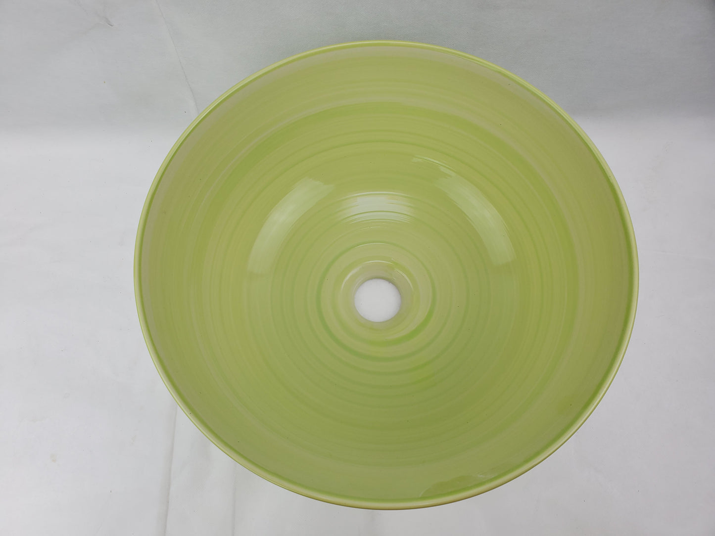 14.09-in. x 14.09-in. Round Bathroom Vessel Sink Olive Swirl Enamel Glaze