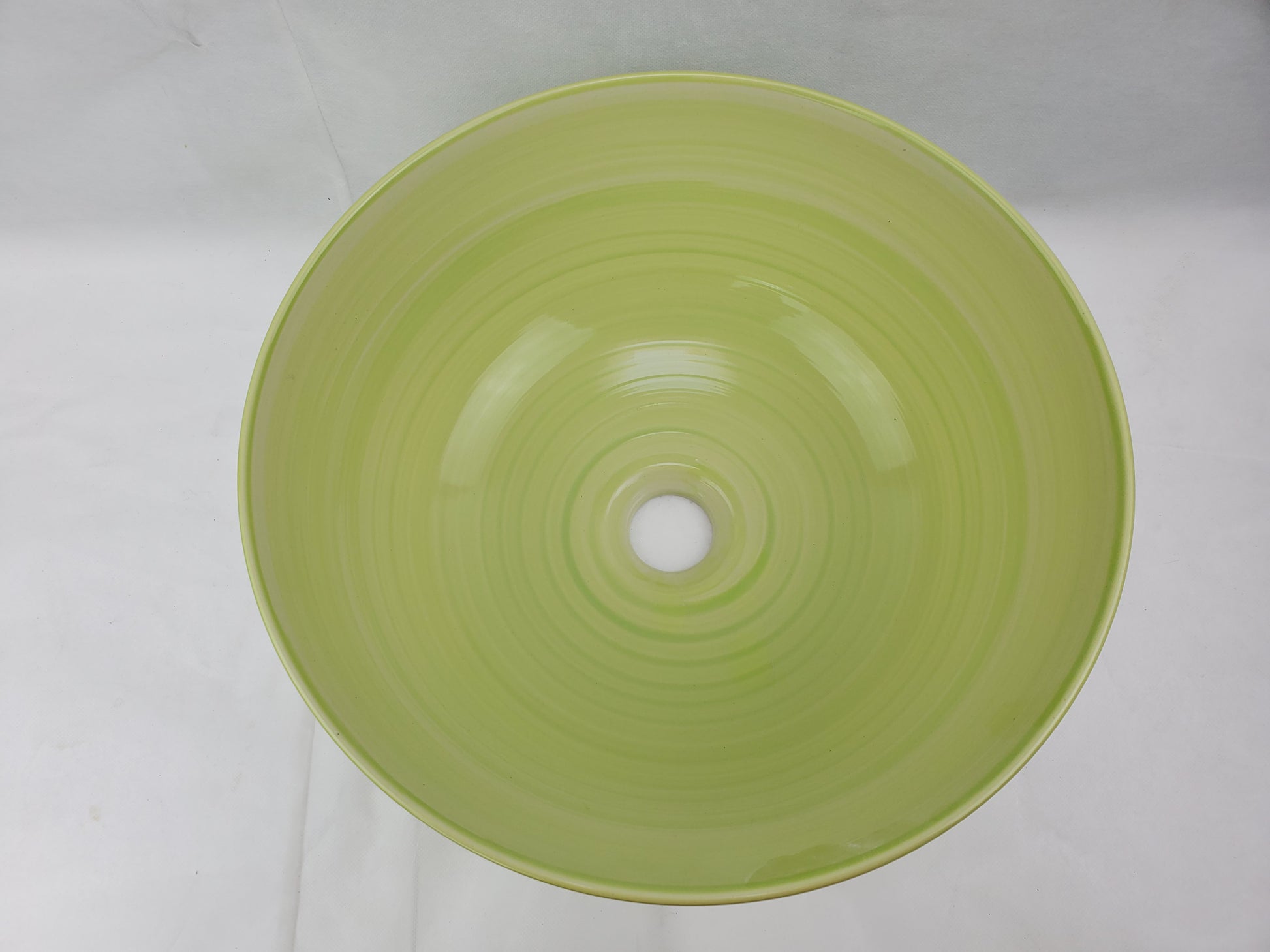14.09-in. x 14.09-in. Round Bathroom Vessel Sink Olive Swirl Enamel Glaze