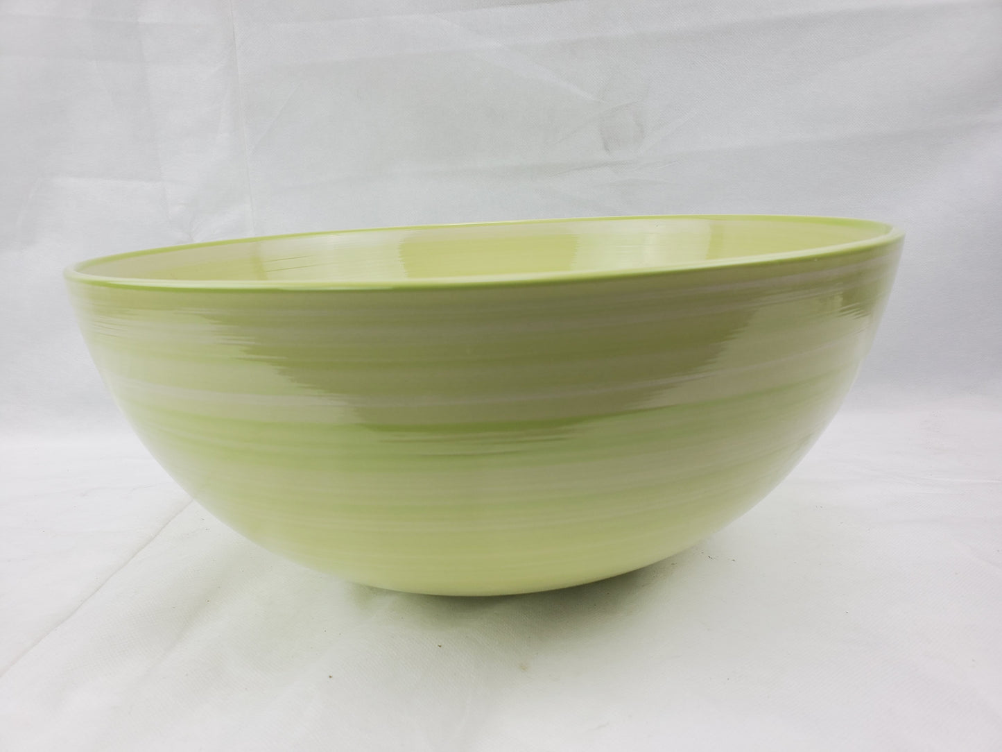 14.09-in. x 14.09-in. Round Bathroom Vessel Sink Olive Swirl Enamel Glaze
