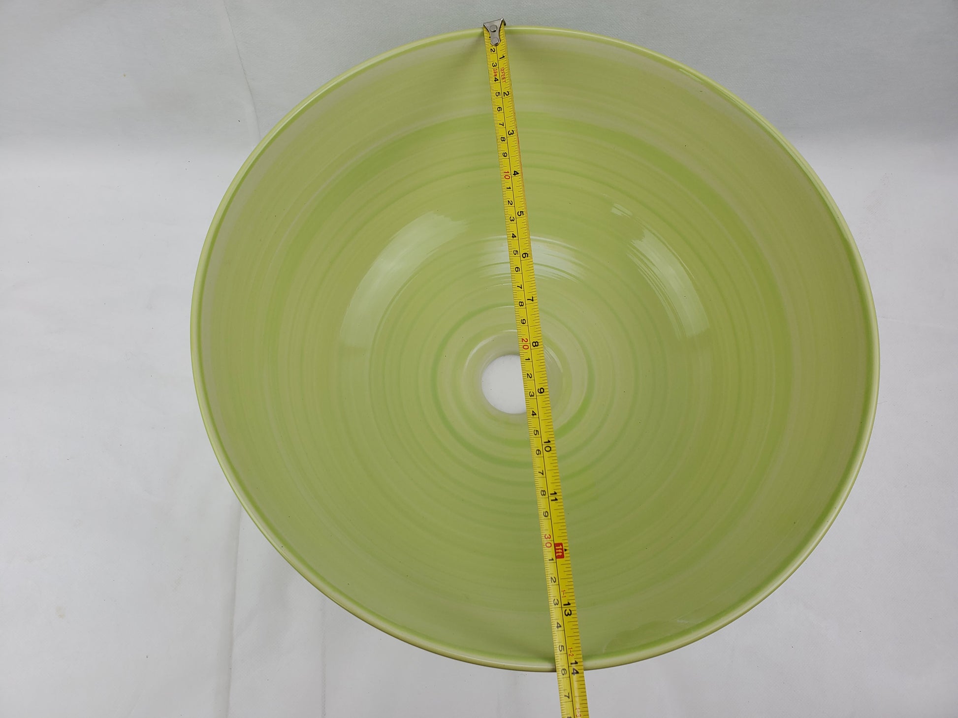 14.09-in. x 14.09-in. Round Bathroom Vessel Sink Olive Swirl Enamel Glaze