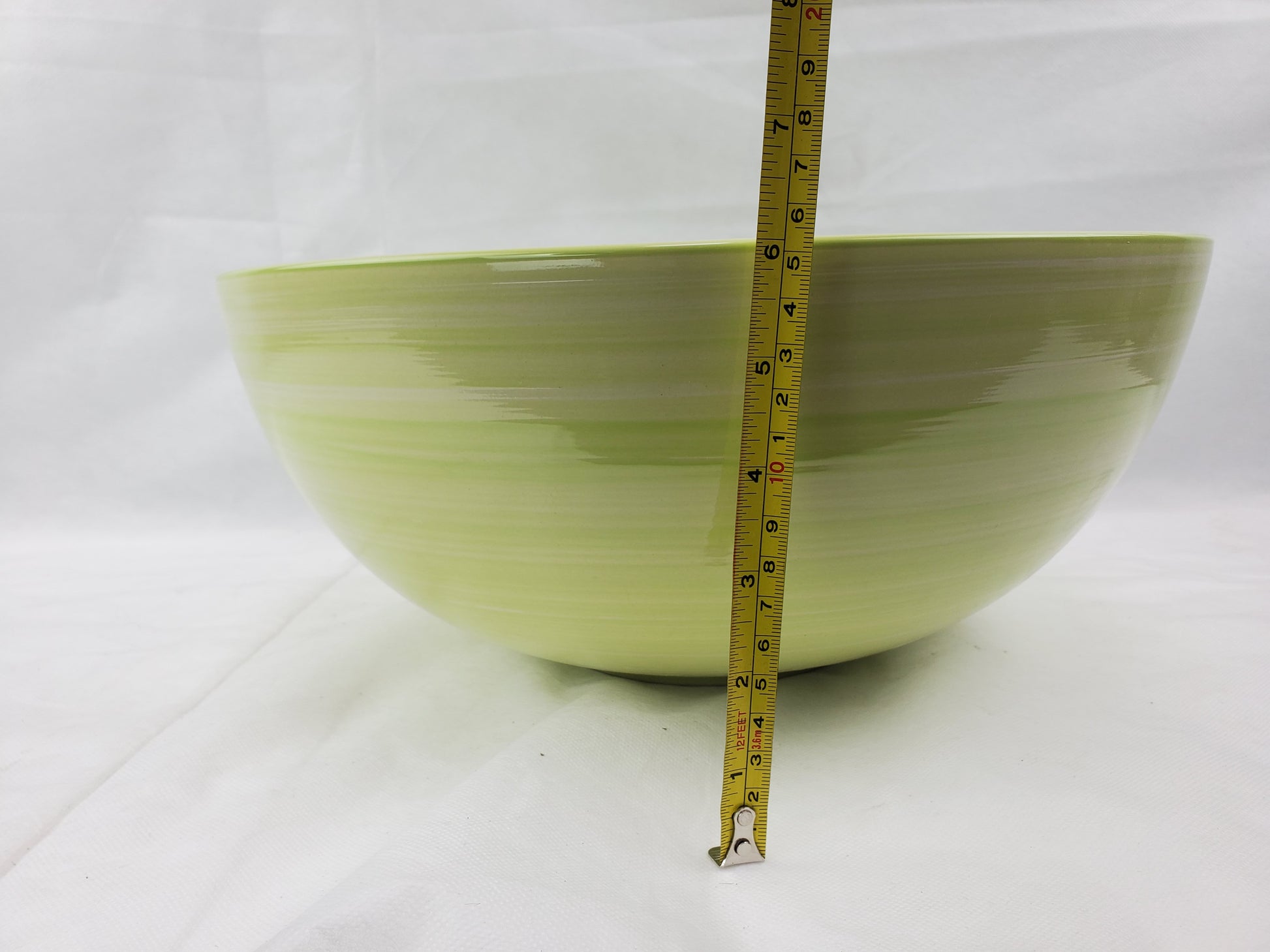 14.09-in. x 14.09-in. Round Bathroom Vessel Sink Olive Swirl Enamel Glaze