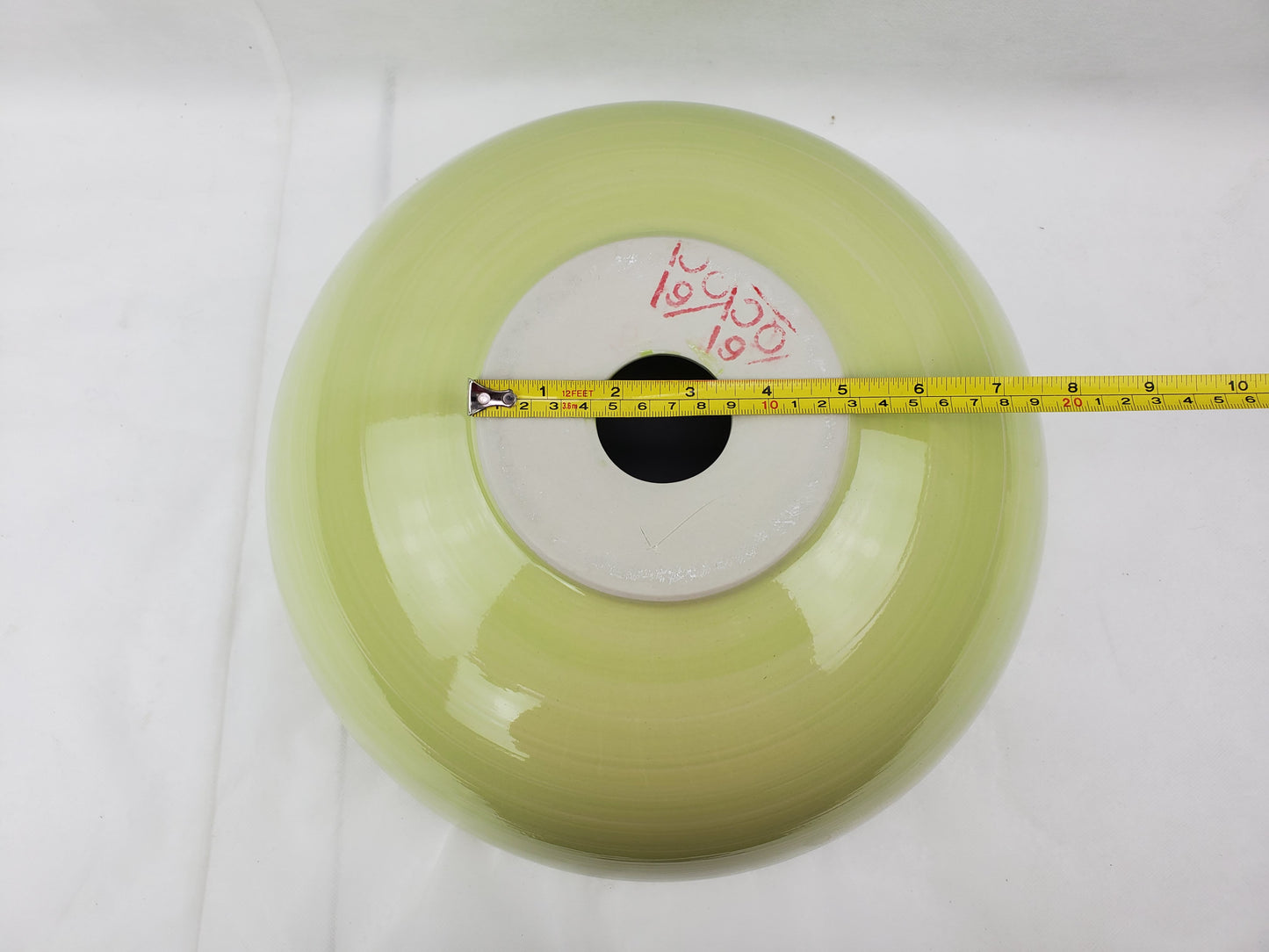 14.09-in. x 14.09-in. Round Bathroom Vessel Sink Olive Swirl Enamel Glaze