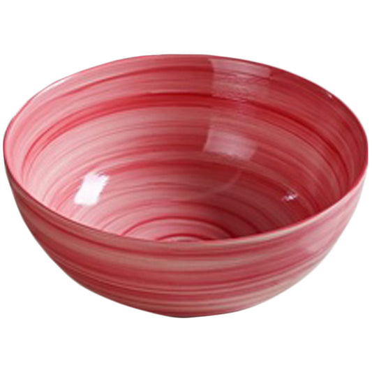 14.09-in. x 14.09-in. Round Bathroom Vessel Sink Red Swirl Enamel Glaze