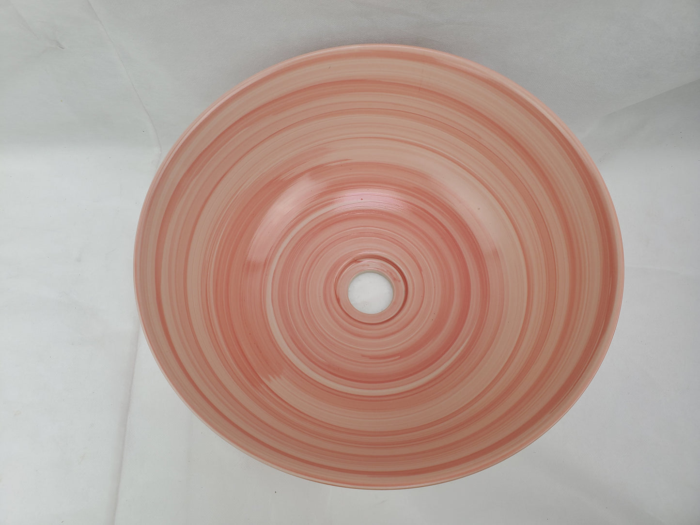 14.09-in. x 14.09-in. Round Bathroom Vessel Sink Red Swirl Enamel Glaze