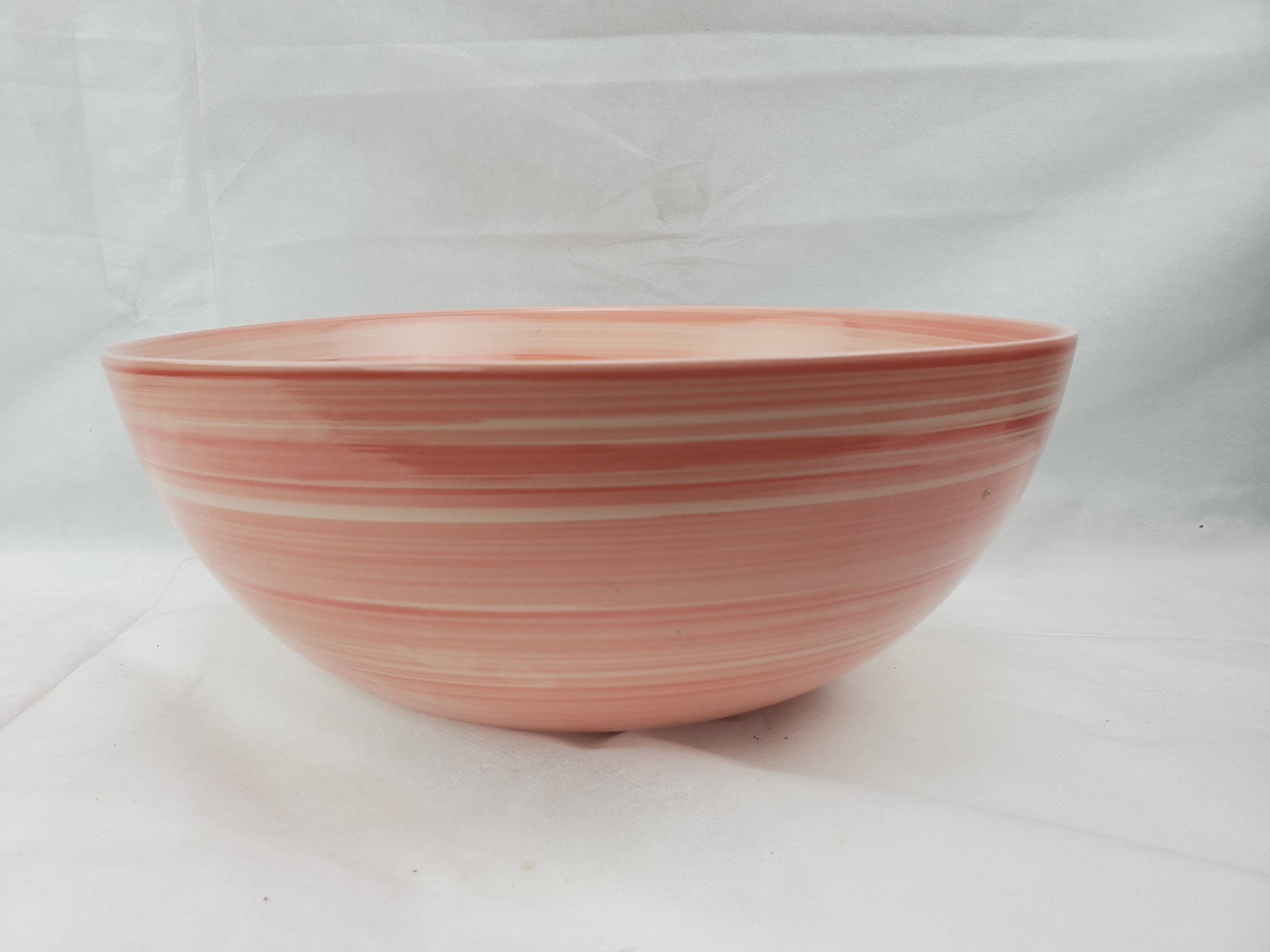 14.09-in. x 14.09-in. Round Bathroom Vessel Sink Red Swirl Enamel Glaze