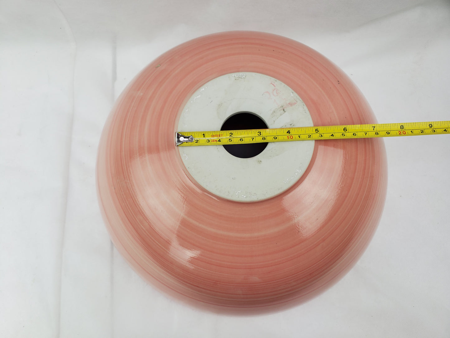 14.09-in. x 14.09-in. Round Bathroom Vessel Sink Red Swirl Enamel Glaze