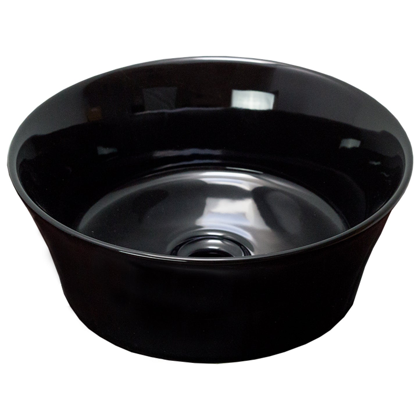 15.9-in. x 15.9-in. Round Bathroom Vessel Sink Black Enamel Glaze