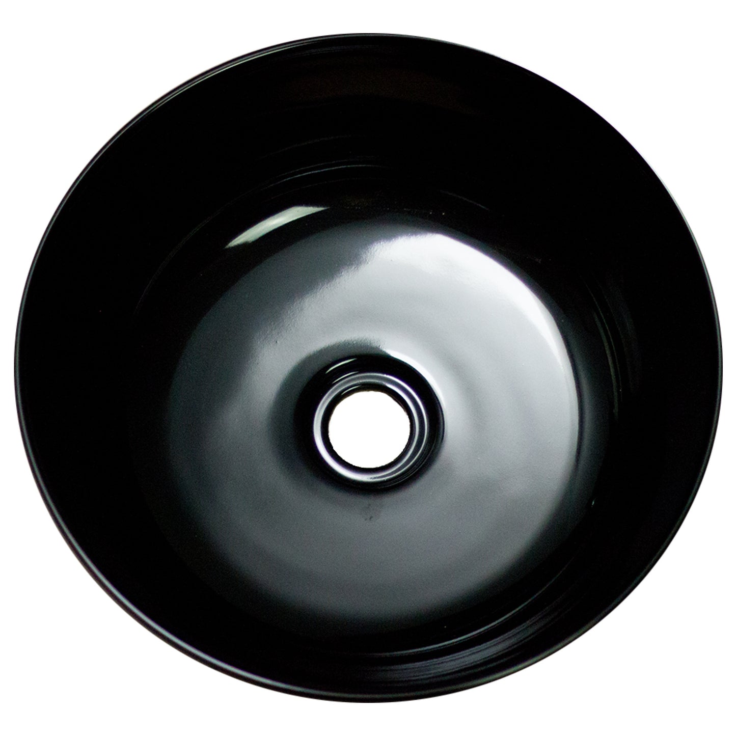 15.9-in. x 15.9-in. Round Bathroom Vessel Sink Black Enamel Glaze
