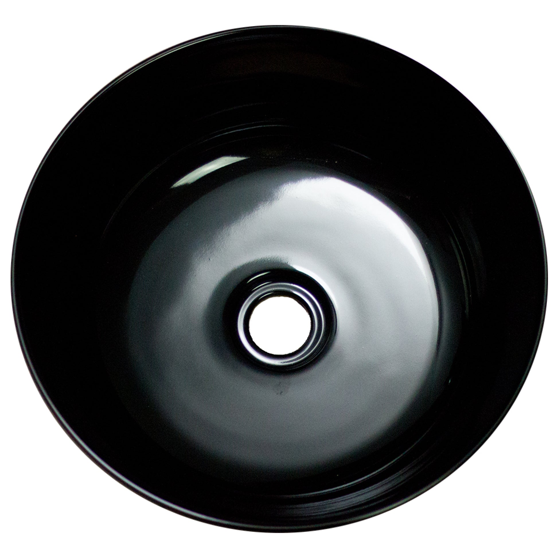 15.9-in. x 15.9-in. Round Bathroom Vessel Sink Black Enamel Glaze
