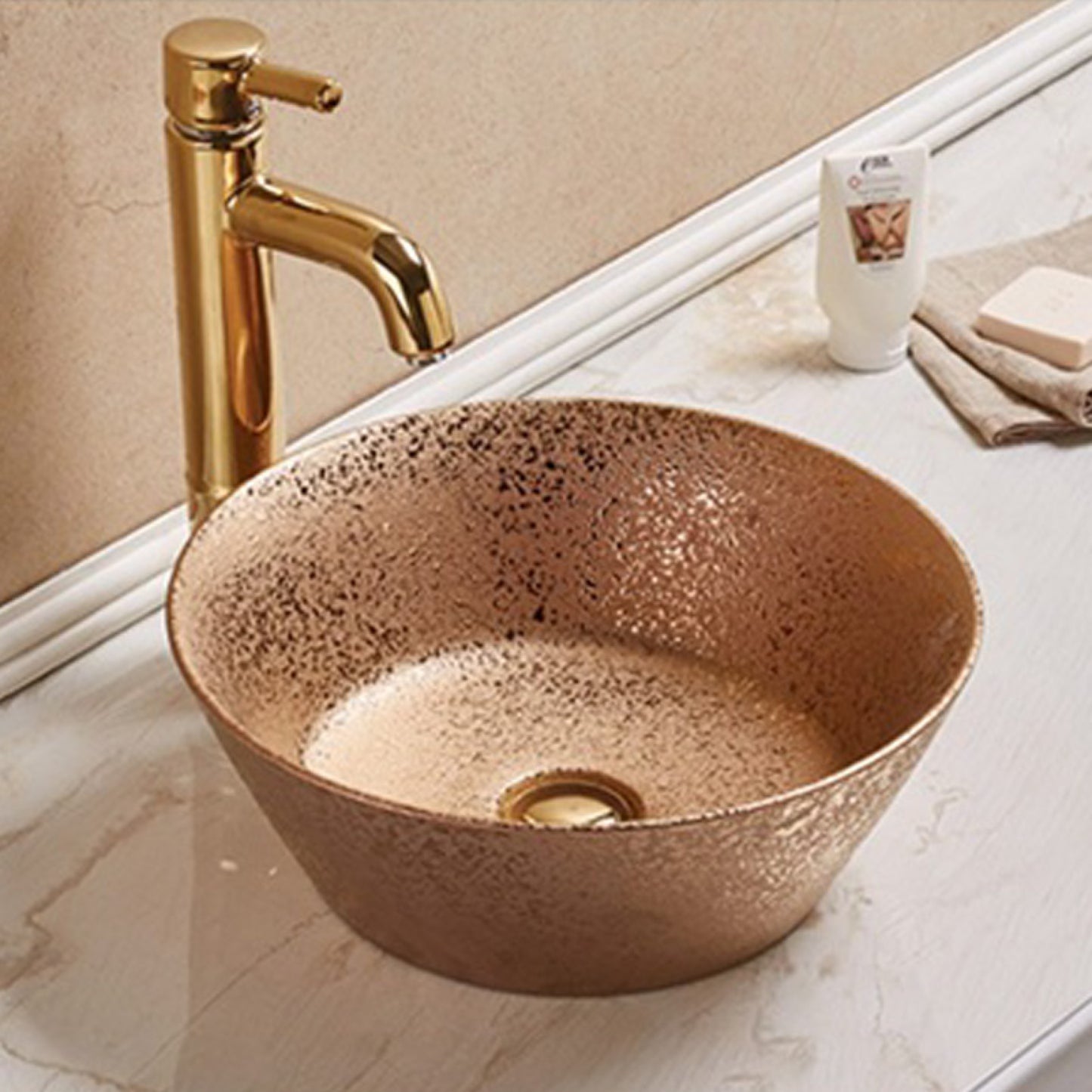 15.9-in. x 15.9-in. Round Bathroom Vessel Sink Oil Rubbed Bronze Enamel Glaze