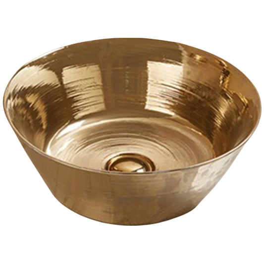 15.94-in. x 15.94-in. Round Bathroom Vessel Sink Gold Enamel Glaze