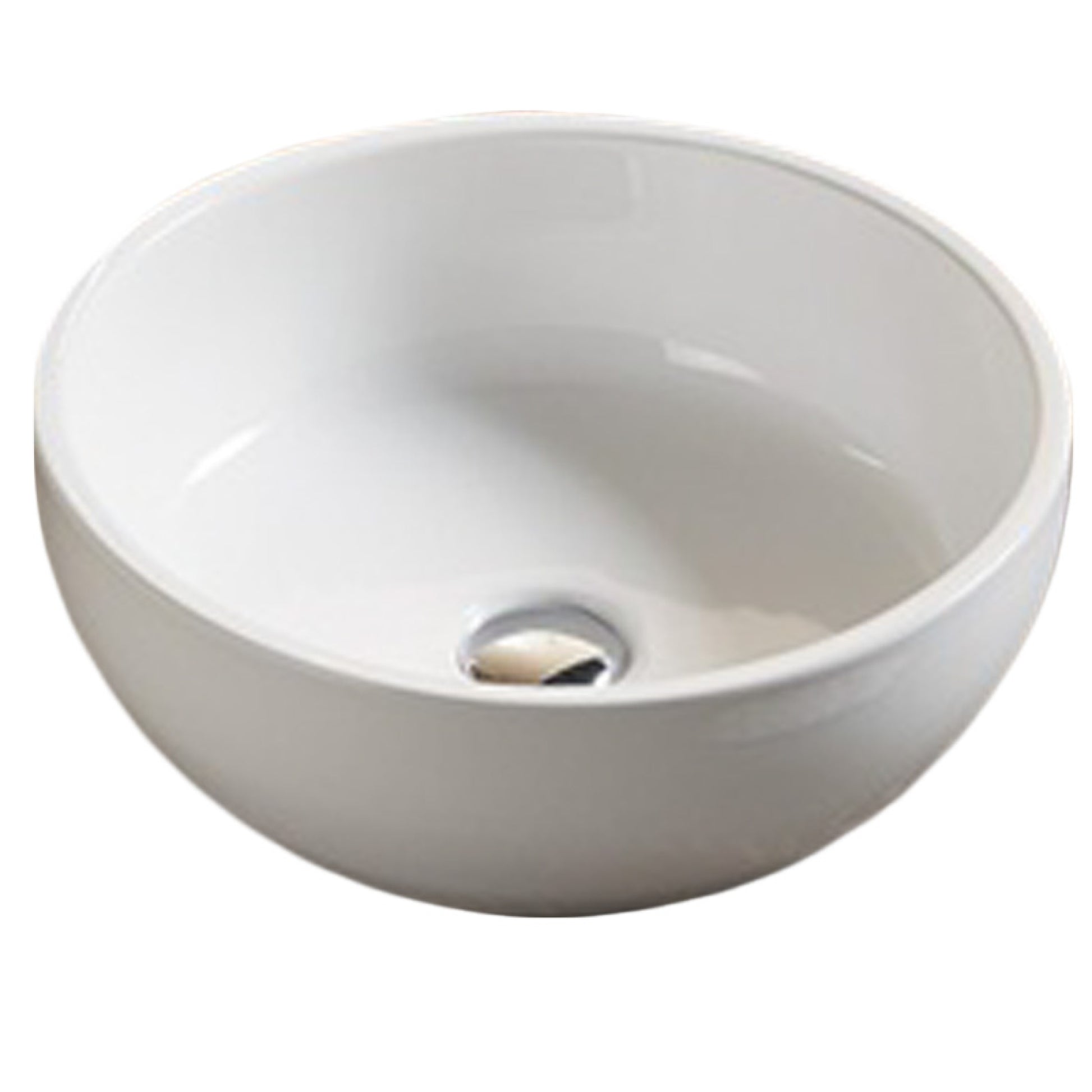16.14-in. x 16.14-in. Round Bathroom Vessel Sink White Enamel Glaze