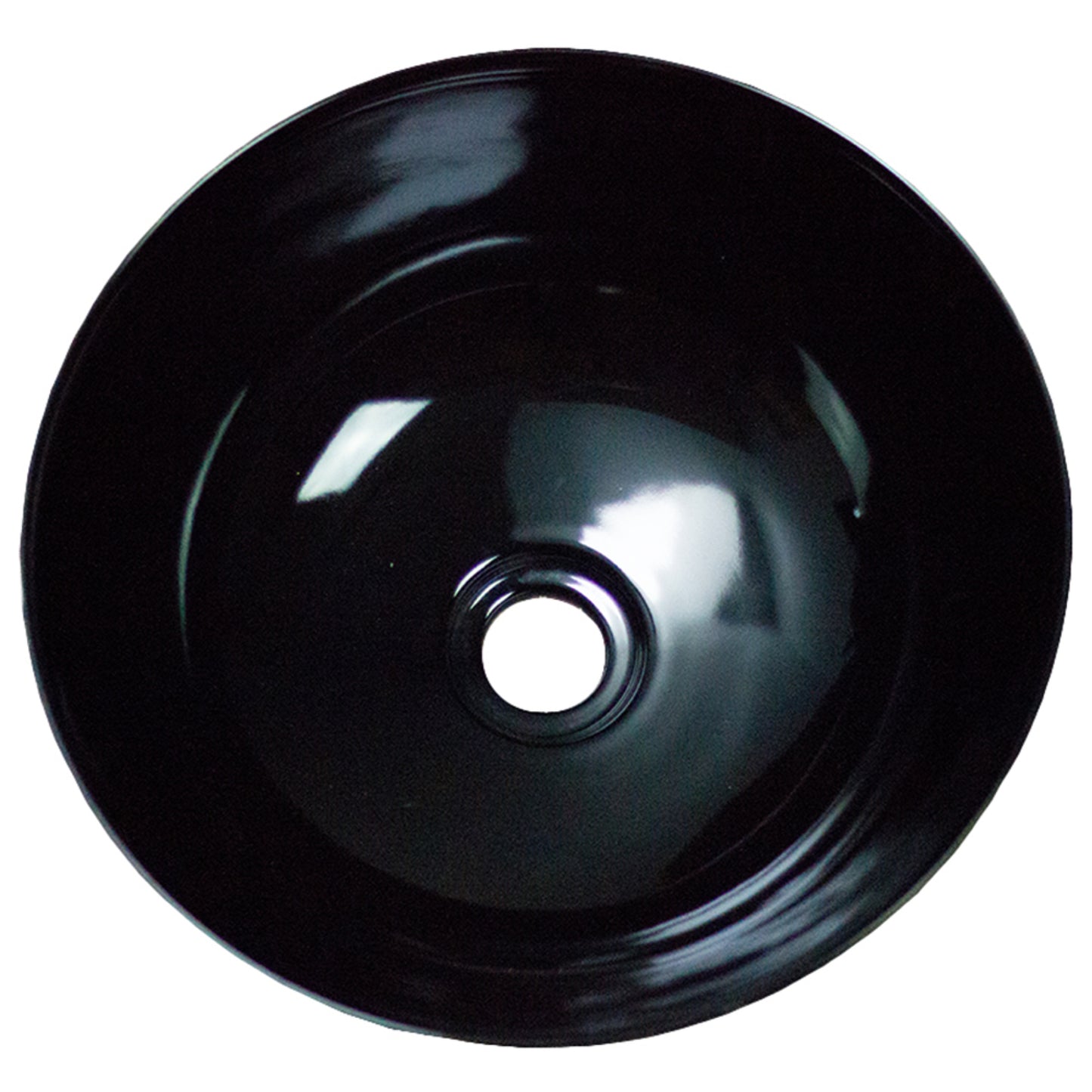 16.14-in. x 16.14-in. Round Bathroom Vessel Sink Black Enamel Glaze