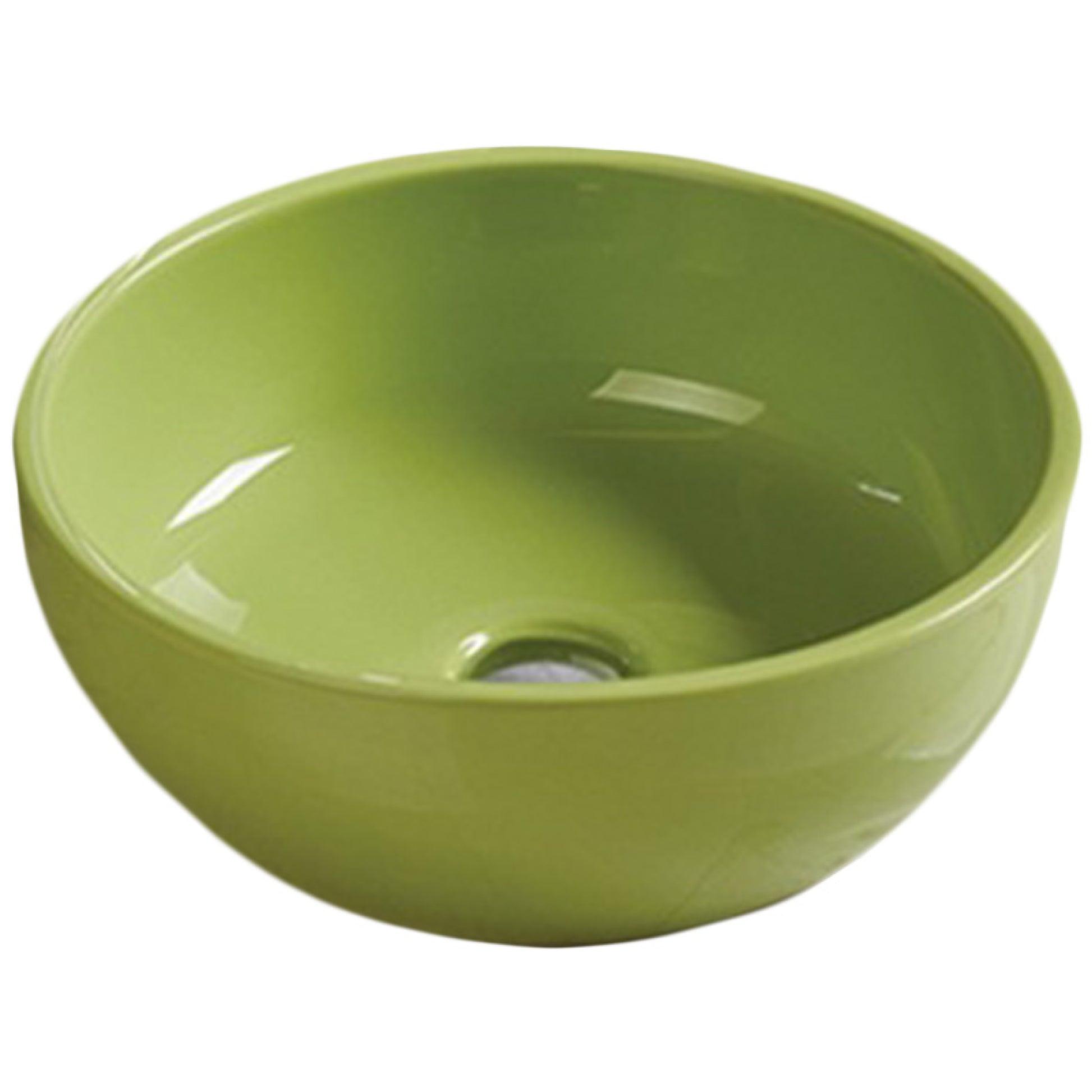 16.14-in. x 16.14-in. Round Bathroom Vessel Sink Olive Enamel Glaze