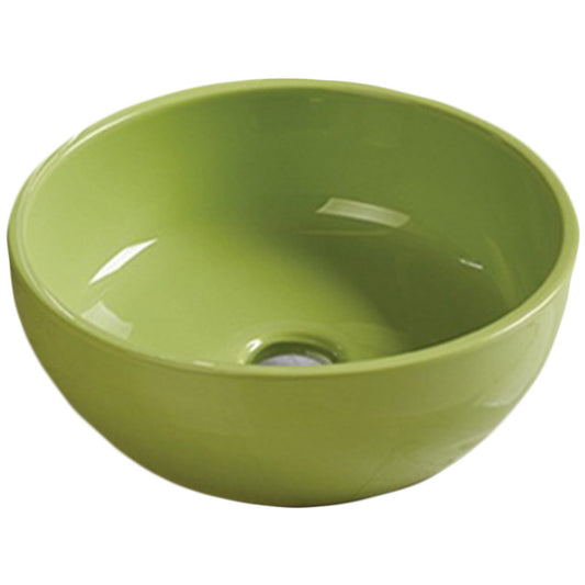 16.14-in. x 16.14-in. Round Bathroom Vessel Sink Olive Enamel Glaze