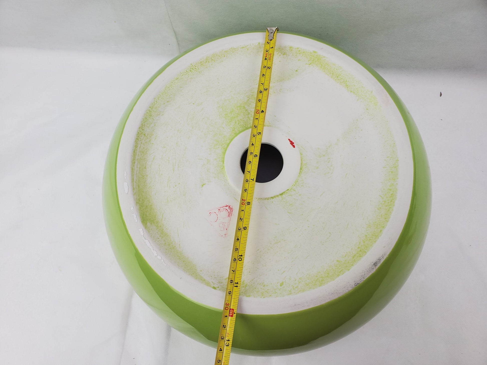 16.14-in. x 16.14-in. Round Bathroom Vessel Sink Olive-White Enamel Glaze