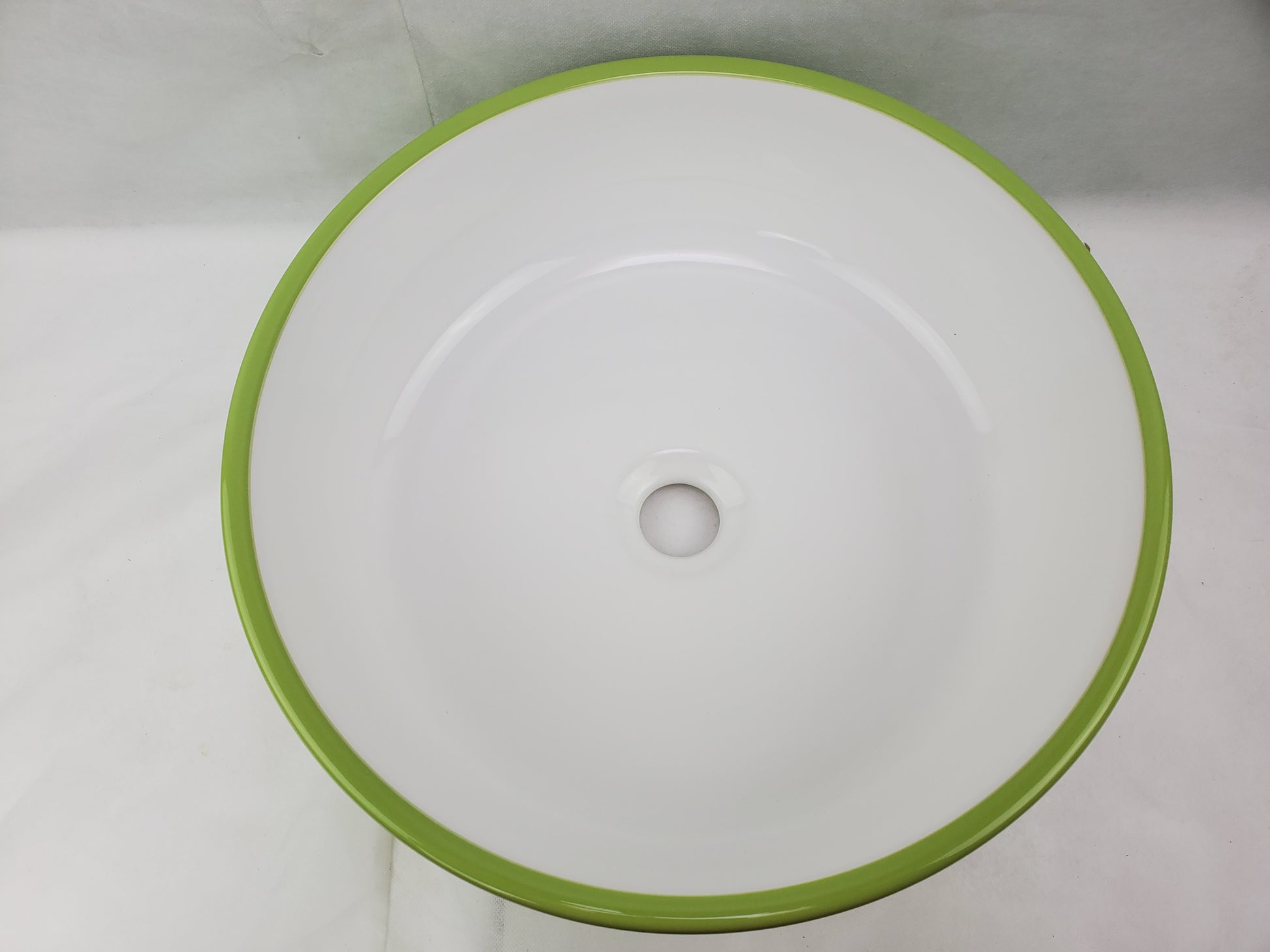 16.14-in. x 16.14-in. Round Bathroom Vessel Sink Olive-White Enamel Glaze