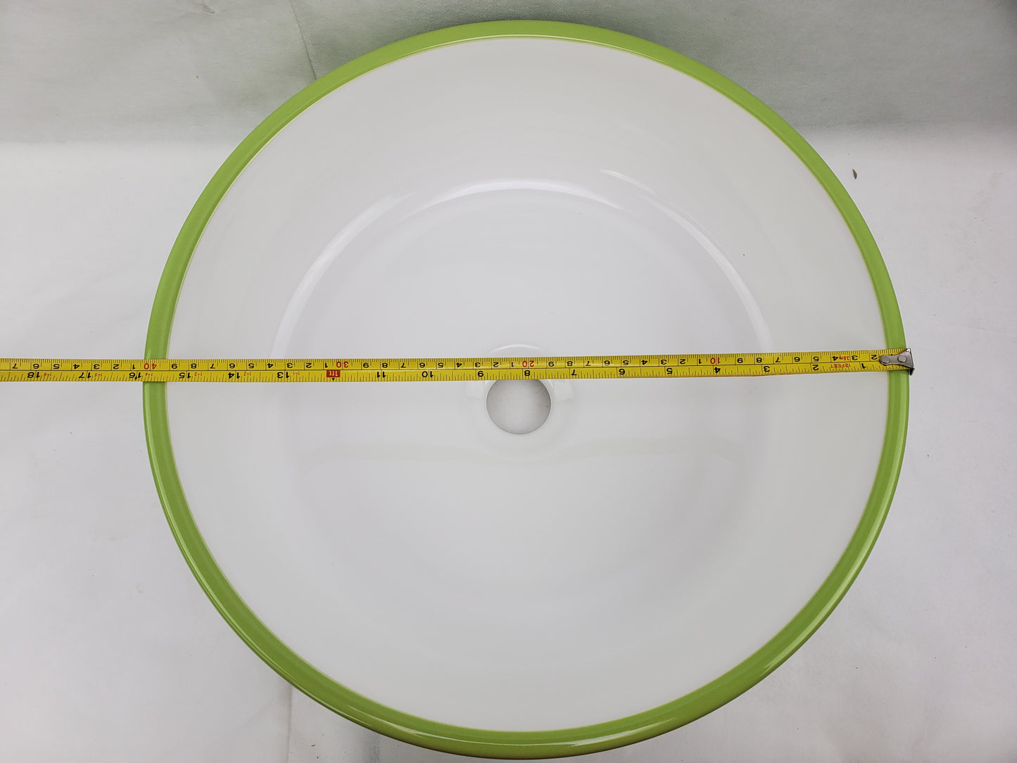 16.14-in. x 16.14-in. Round Bathroom Vessel Sink Olive-White Enamel Glaze