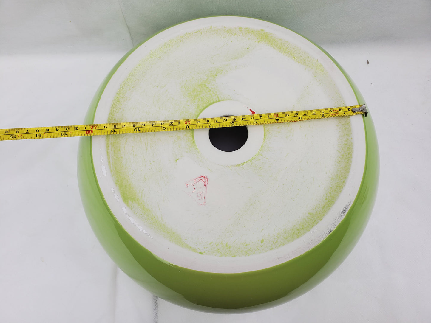 16.14-in. x 16.14-in. Round Bathroom Vessel Sink Olive-White Enamel Glaze
