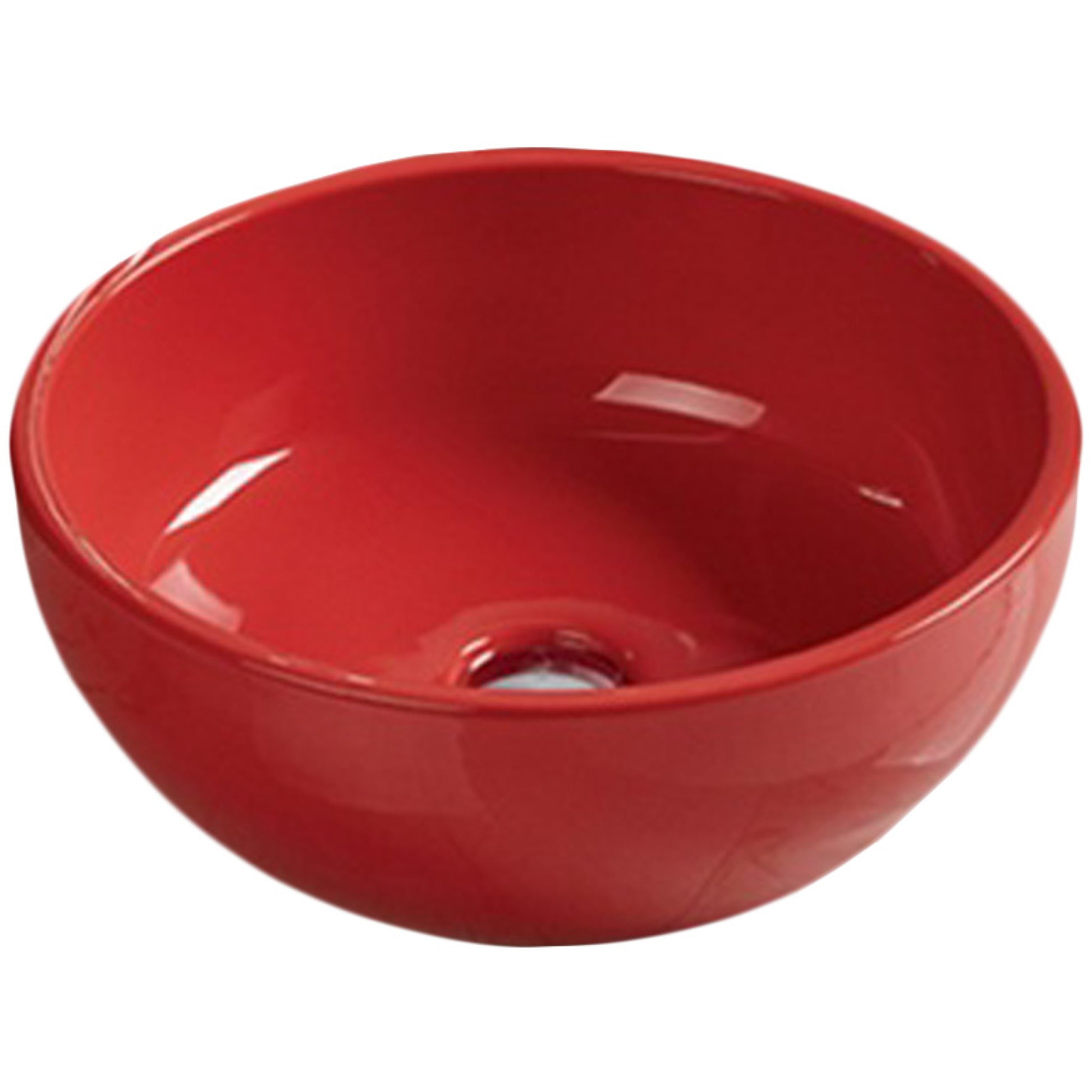 16.14-in. x 16.14-in. Round Bathroom Vessel Sink Red Enamel Glaze