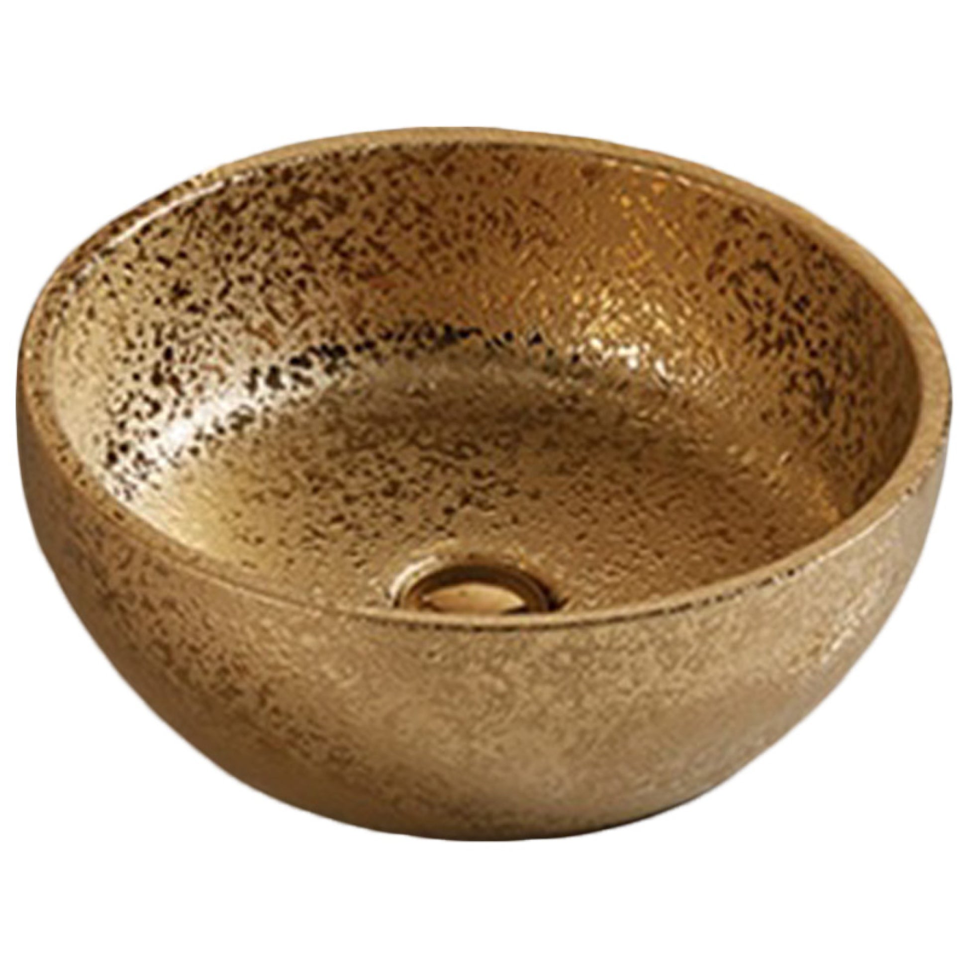 16.14-in. x 16.14-in. Round Bathroom Vessel Sink Gold Enamel Glaze