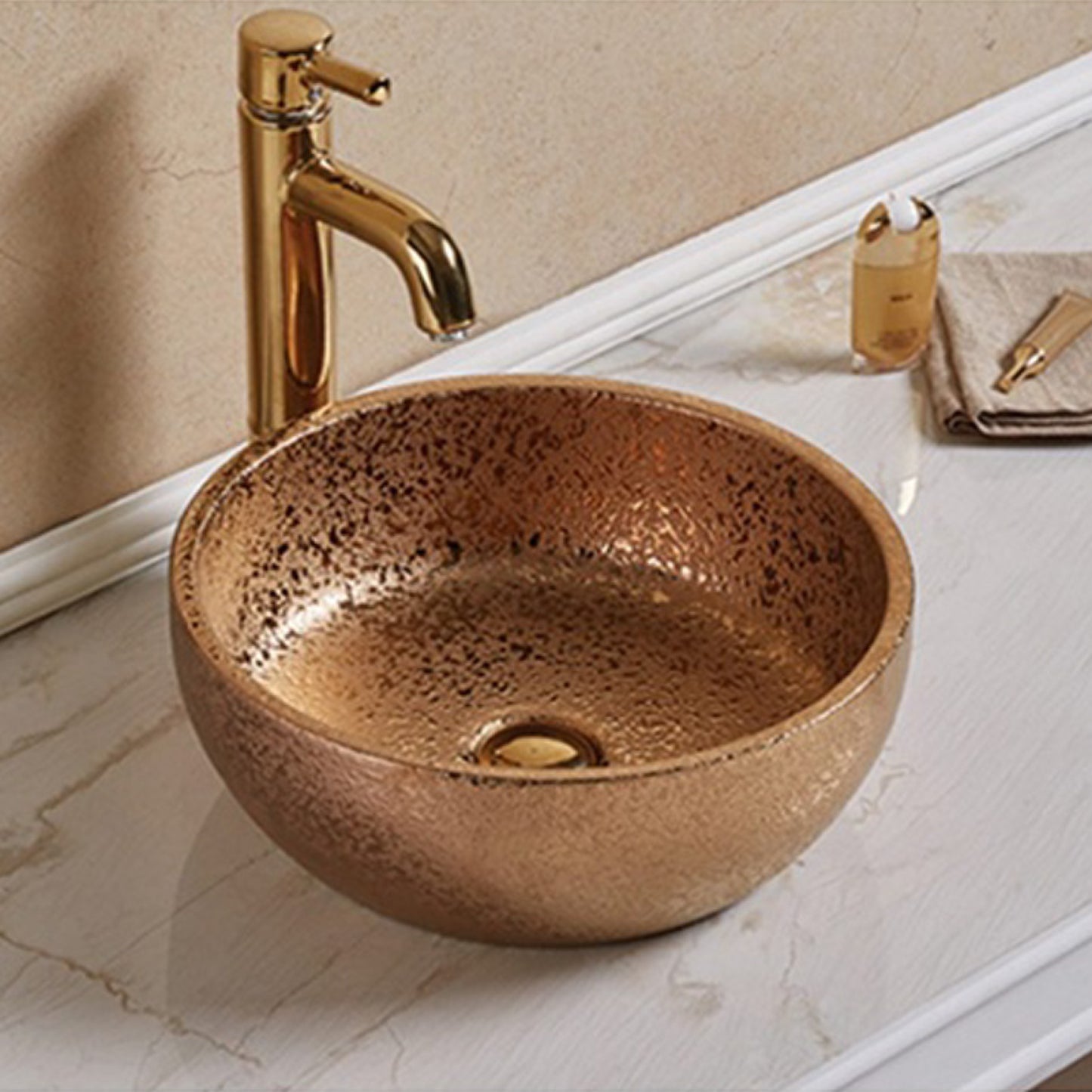 16.14-in. x 16.14-in. Round Bathroom Vessel Sink Oil Rubbed Bronze Enamel Glaze