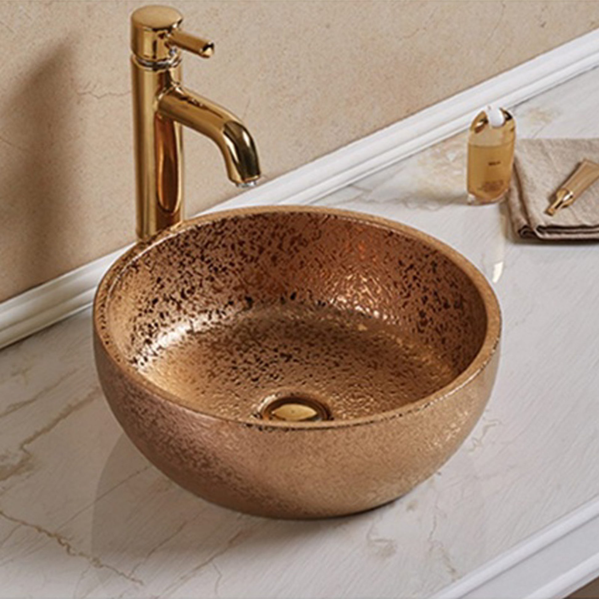 16.14-in. x 16.14-in. Round Bathroom Vessel Sink Oil Rubbed Bronze Enamel Glaze
