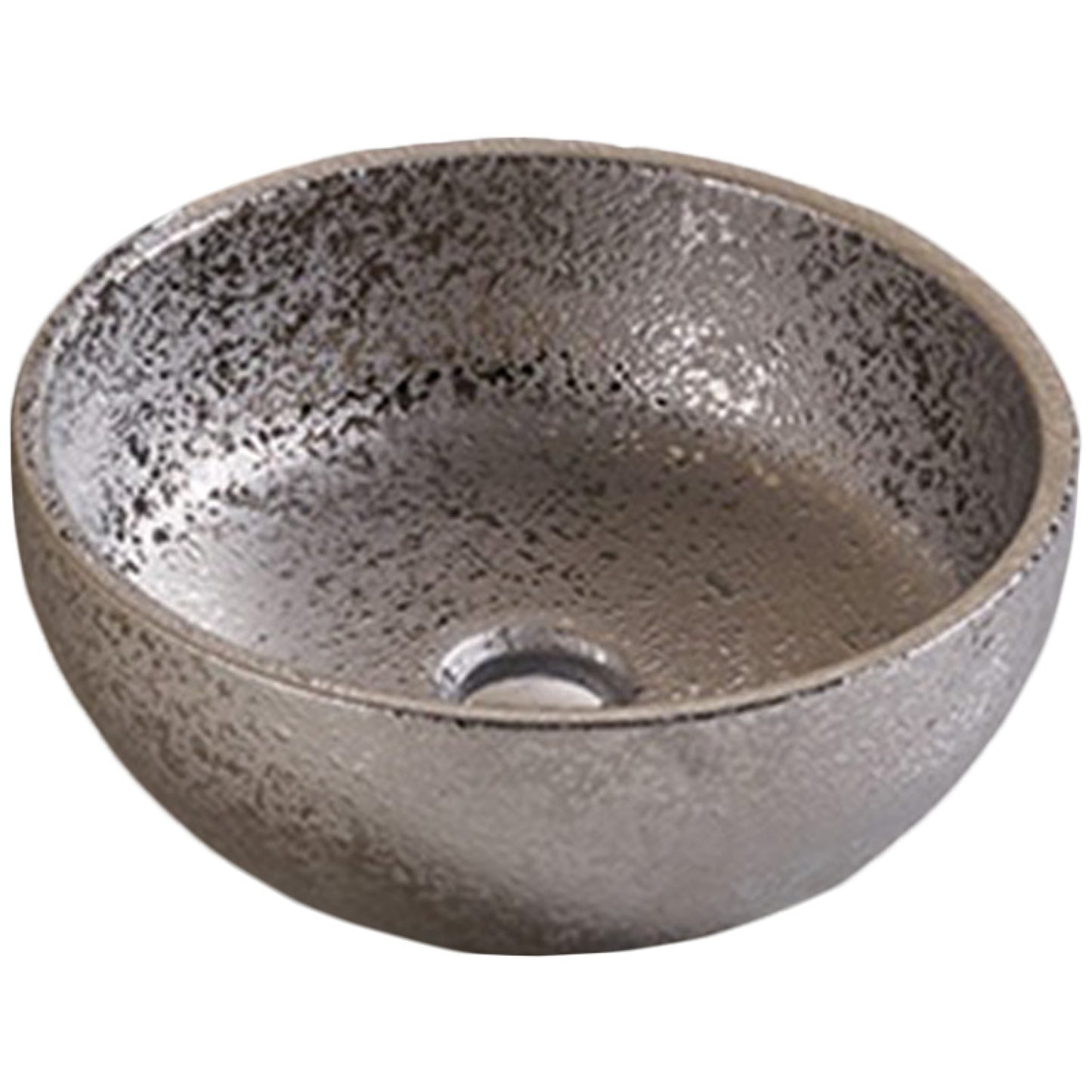 16.14-in. x 16.14-in. Round Bathroom Vessel Sink Silver Enamel Glaze