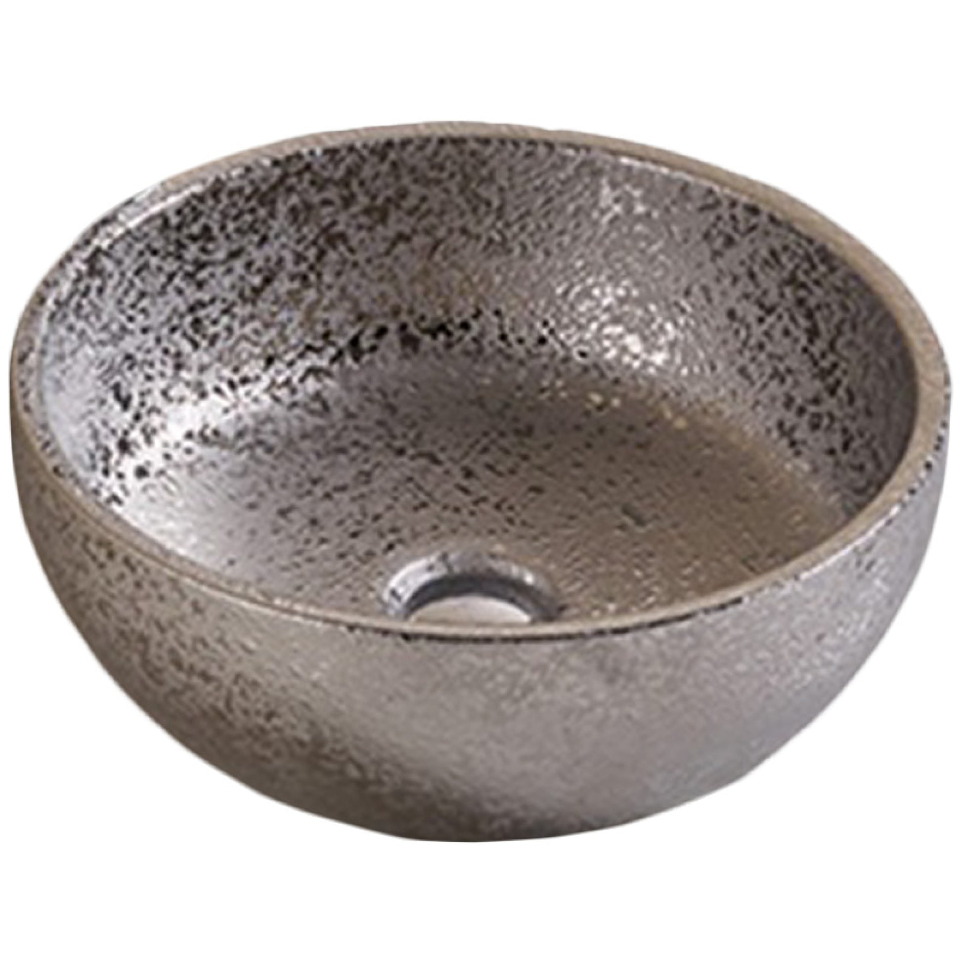 16.14-in. x 16.14-in. Round Bathroom Vessel Sink Silver Enamel Glaze