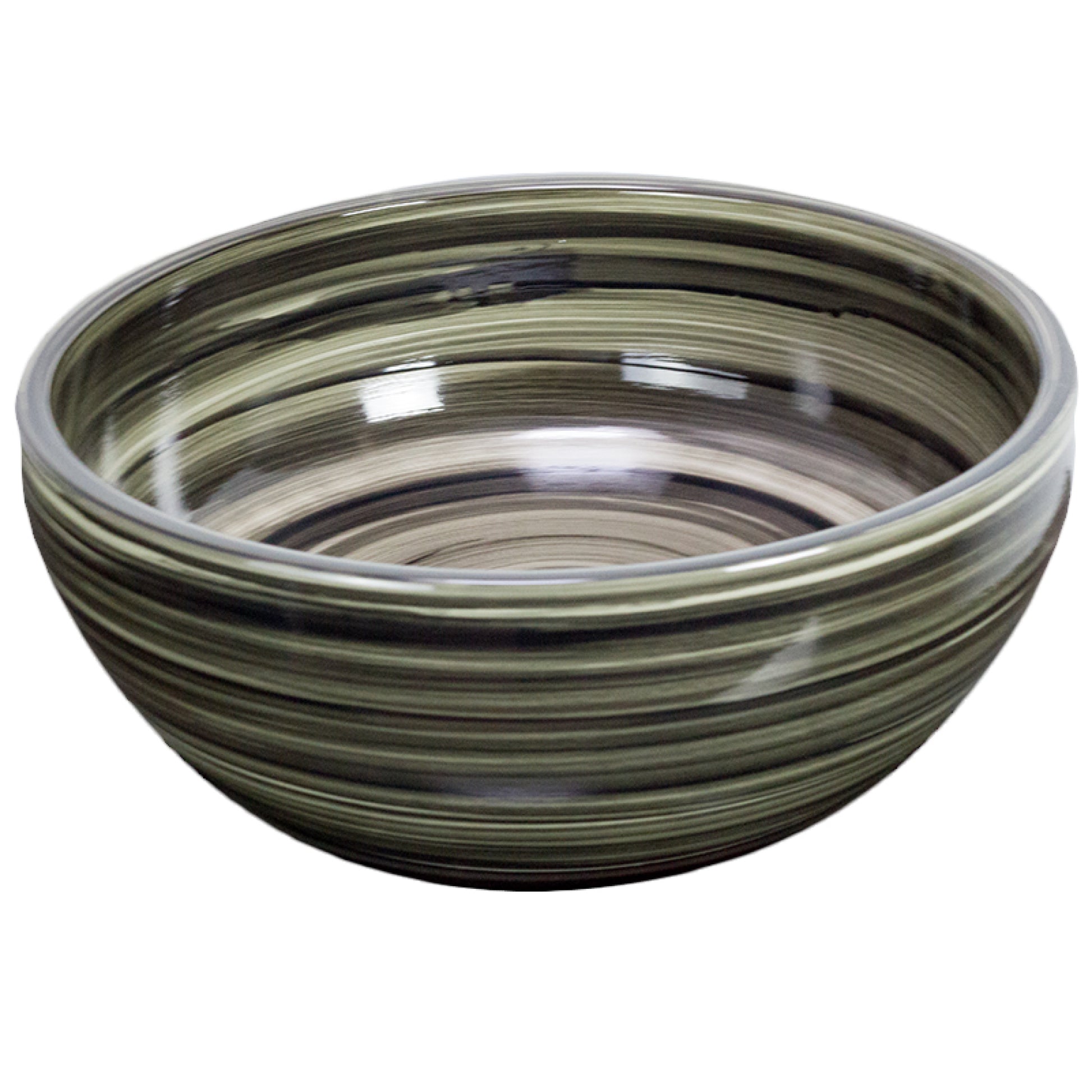 16.14-in. x 16.14-in. Round Bathroom Vessel Sink Black Swirl Enamel Glaze