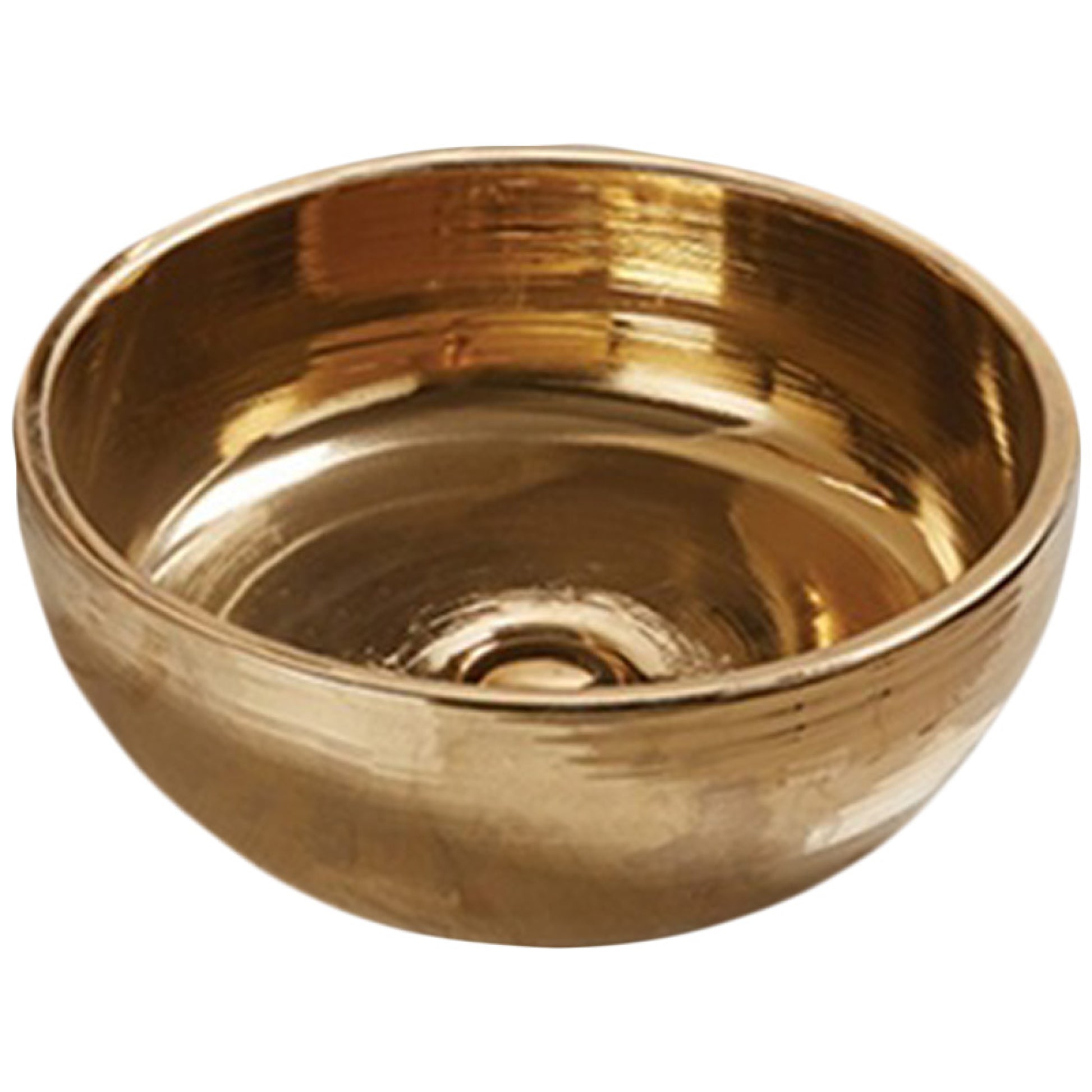 16.14-in. x 16.14-in. Round Bathroom Vessel Sink Gold Enamel Glaze