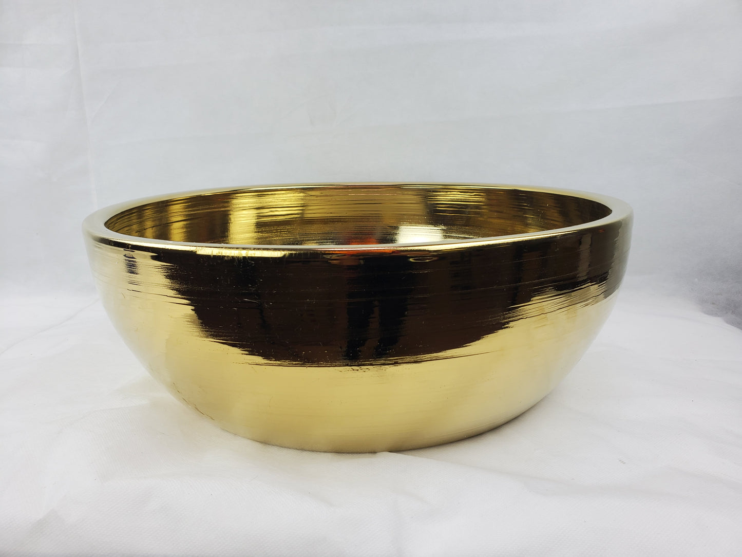 16.14-in. x 16.14-in. Round Bathroom Vessel Sink Gold Enamel Glaze