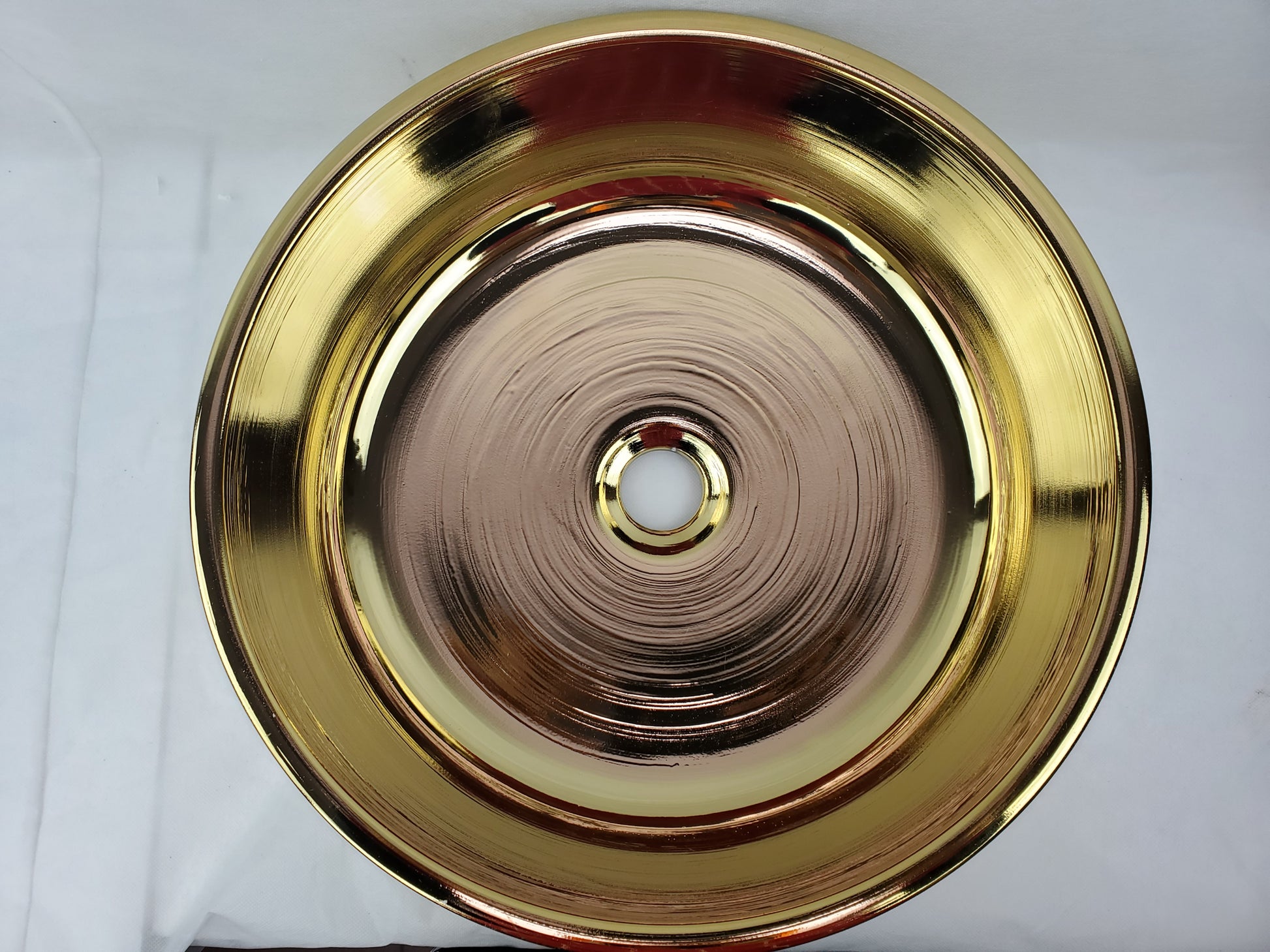 16.14-in. x 16.14-in. Round Bathroom Vessel Sink Gold Enamel Glaze