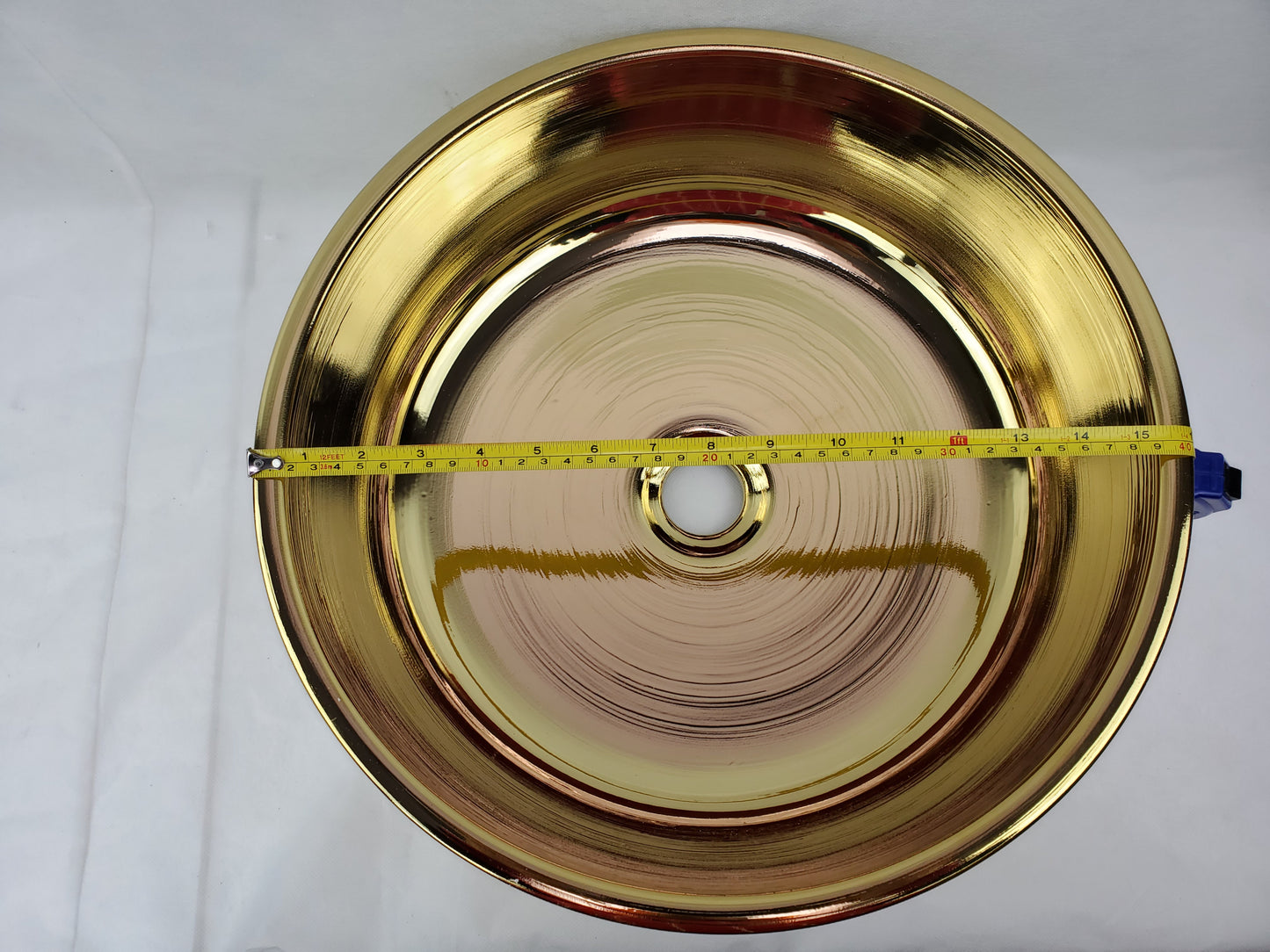 16.14-in. x 16.14-in. Round Bathroom Vessel Sink Gold Enamel Glaze