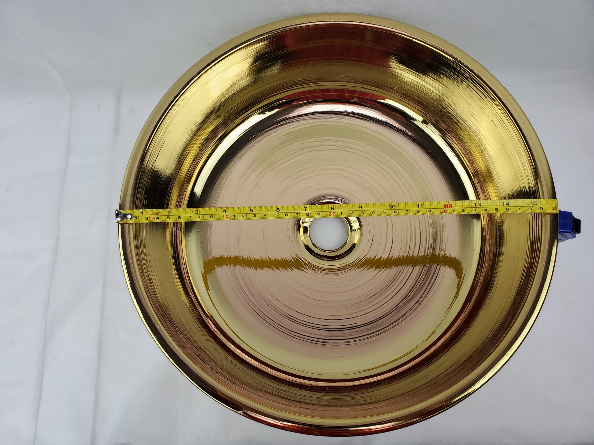 16.14-in. x 16.14-in. Round Bathroom Vessel Sink Gold Enamel Glaze