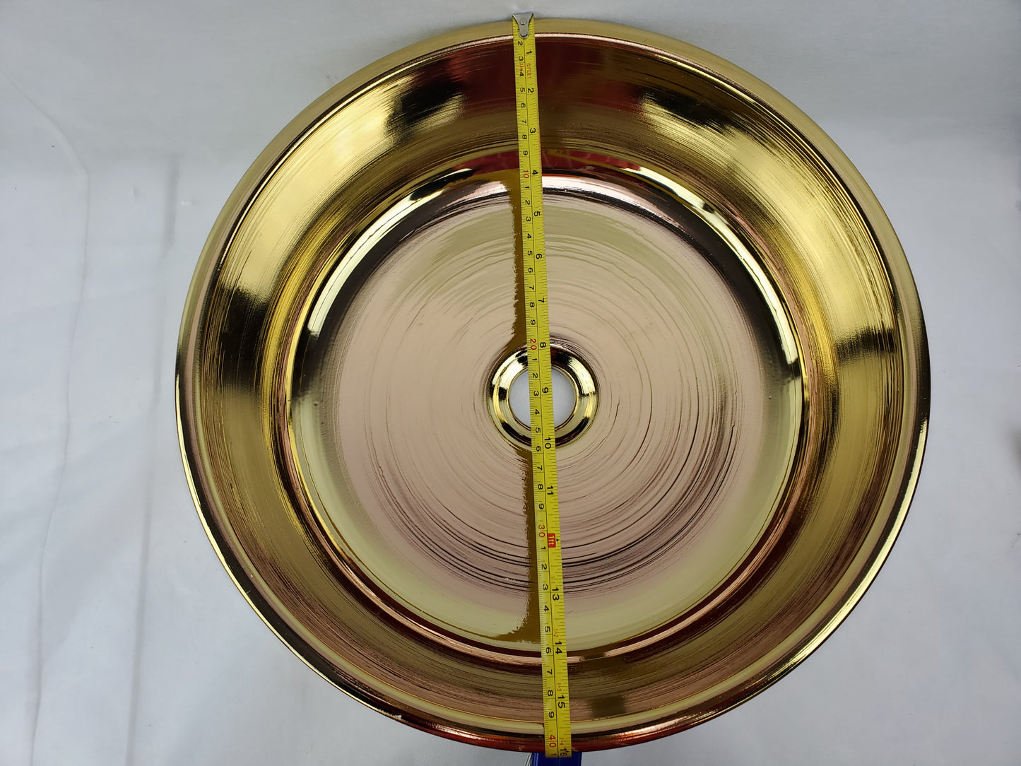 16.14-in. x 16.14-in. Round Bathroom Vessel Sink Gold Enamel Glaze