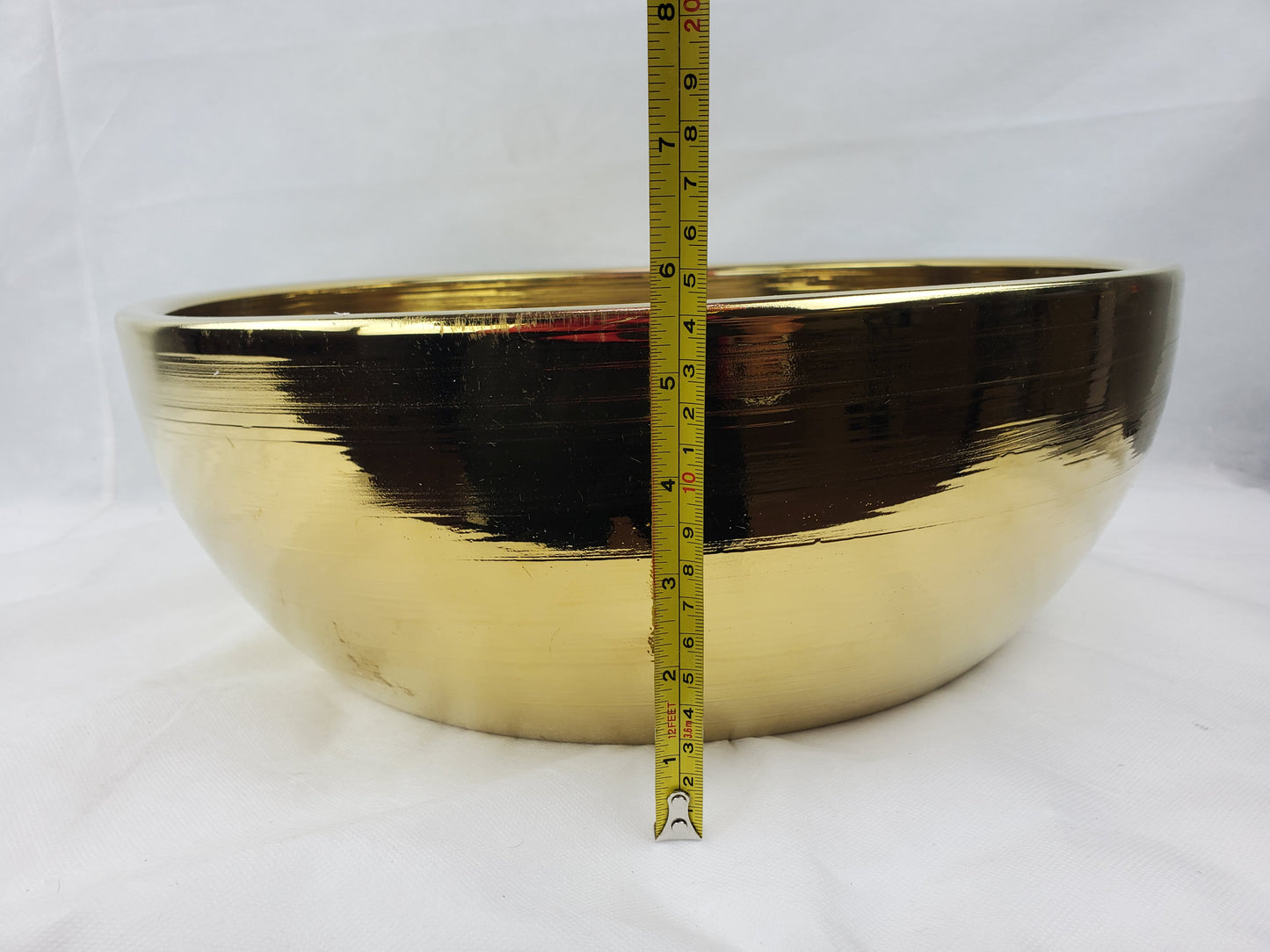 16.14-in. x 16.14-in. Round Bathroom Vessel Sink Gold Enamel Glaze