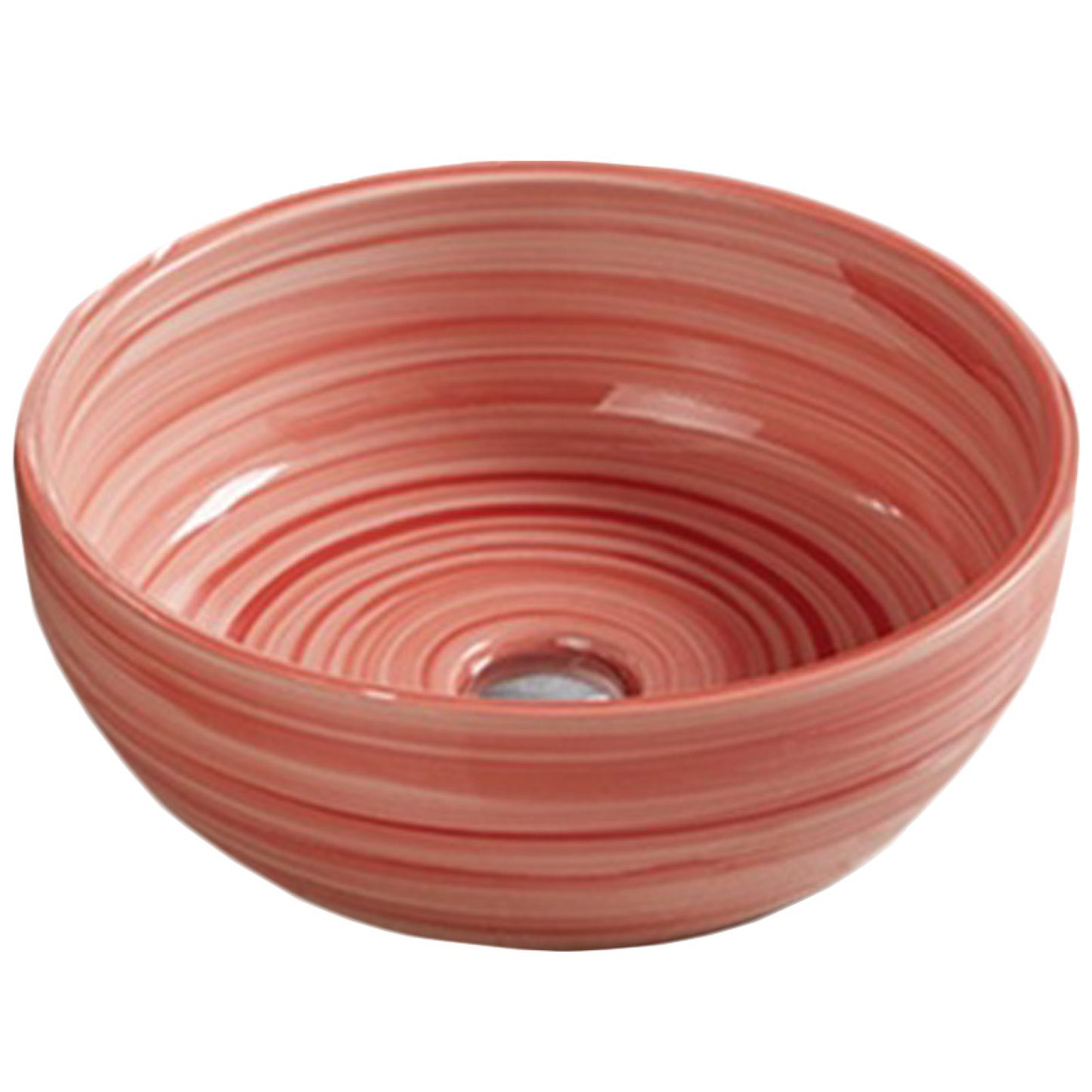 16.14-in. x 16.14-in. Round Bathroom Vessel Sink Red Swirl Enamel Glaze