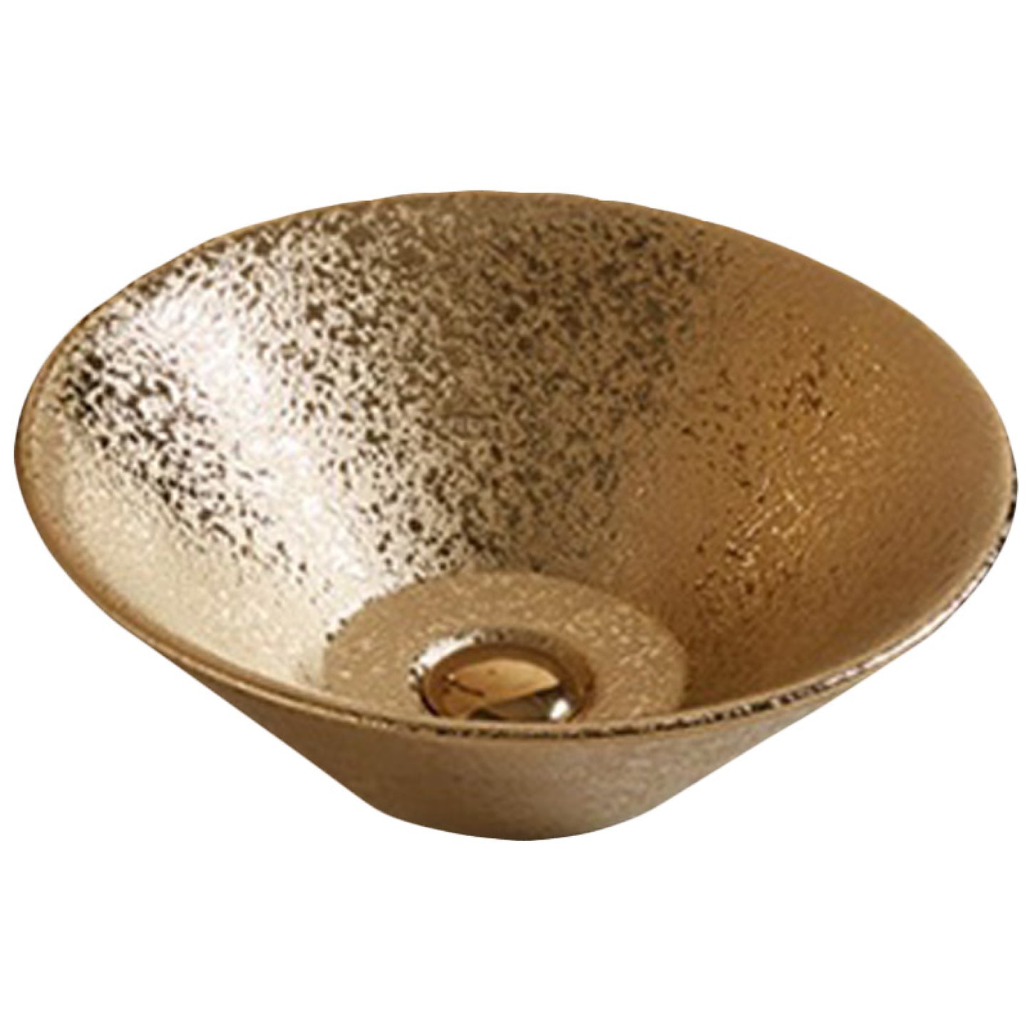 16.14-in. x 16.14-in. Round Bathroom Vessel Sink Gold Enamel Glaze