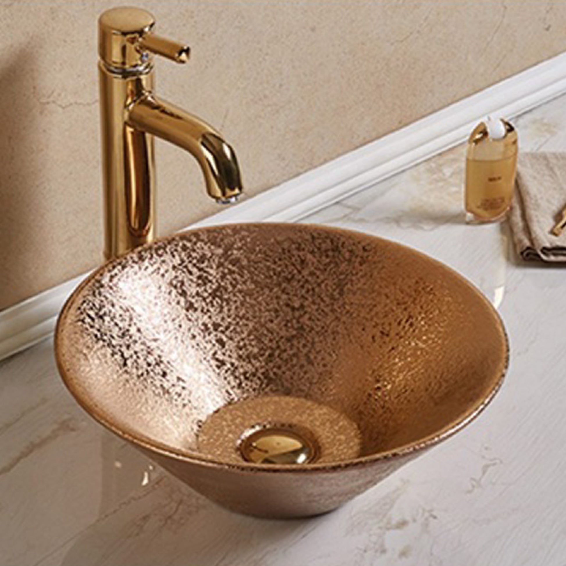 16.14-in. x 16.14-in. Round Bathroom Vessel Sink Oil Rubbed Bronze Enamel Glaze