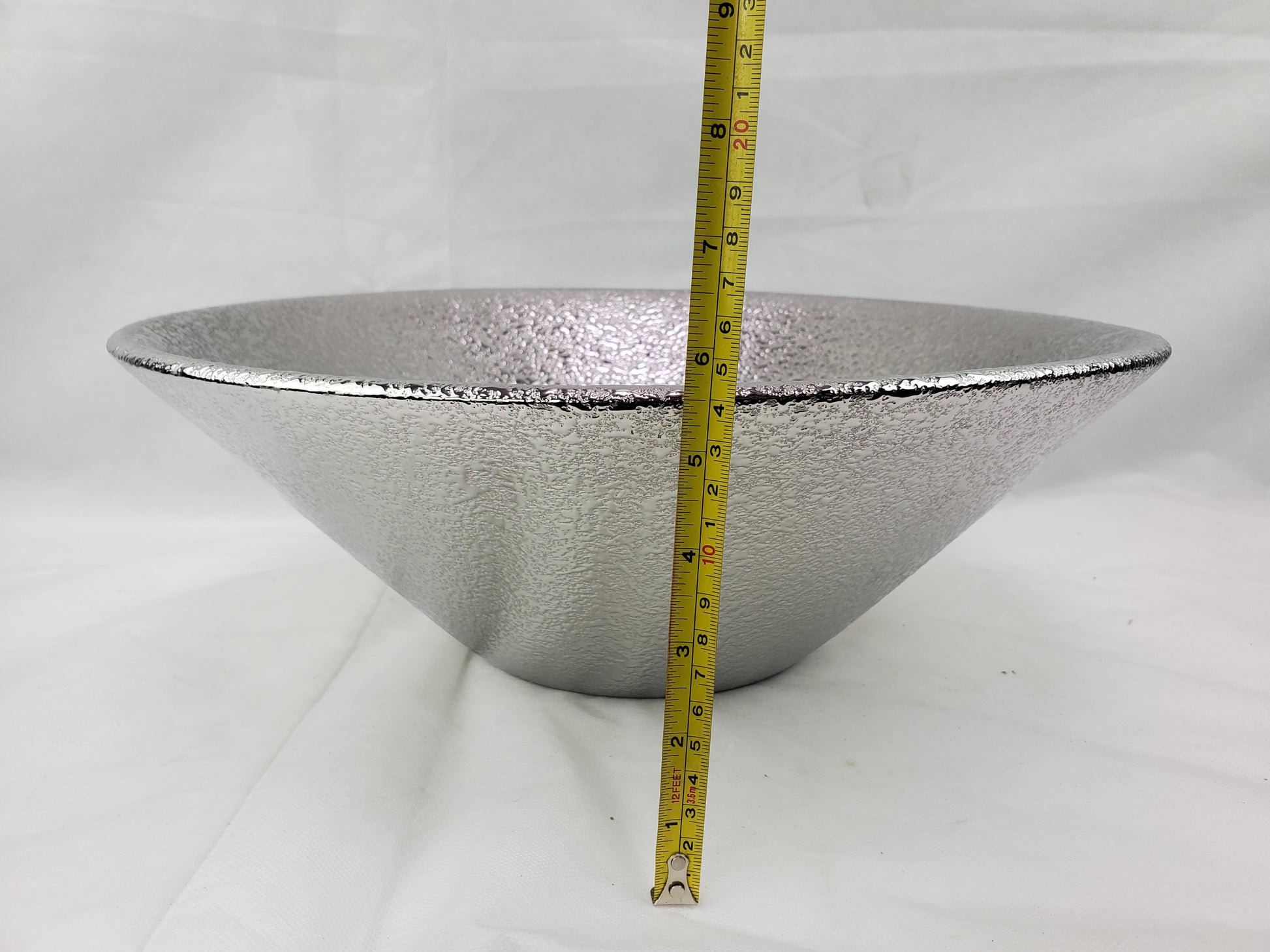 16.34-in. x 16.34-in. Round Bathroom Vessel Sink Silver Enamel Glaze