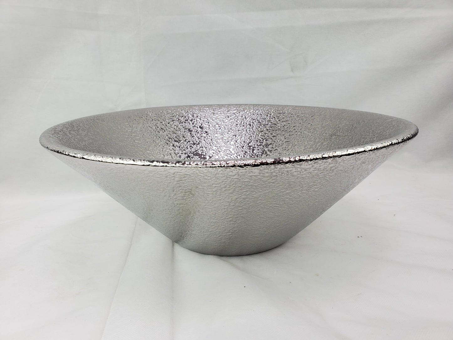 16.34-in. x 16.34-in. Round Bathroom Vessel Sink Silver Enamel Glaze
