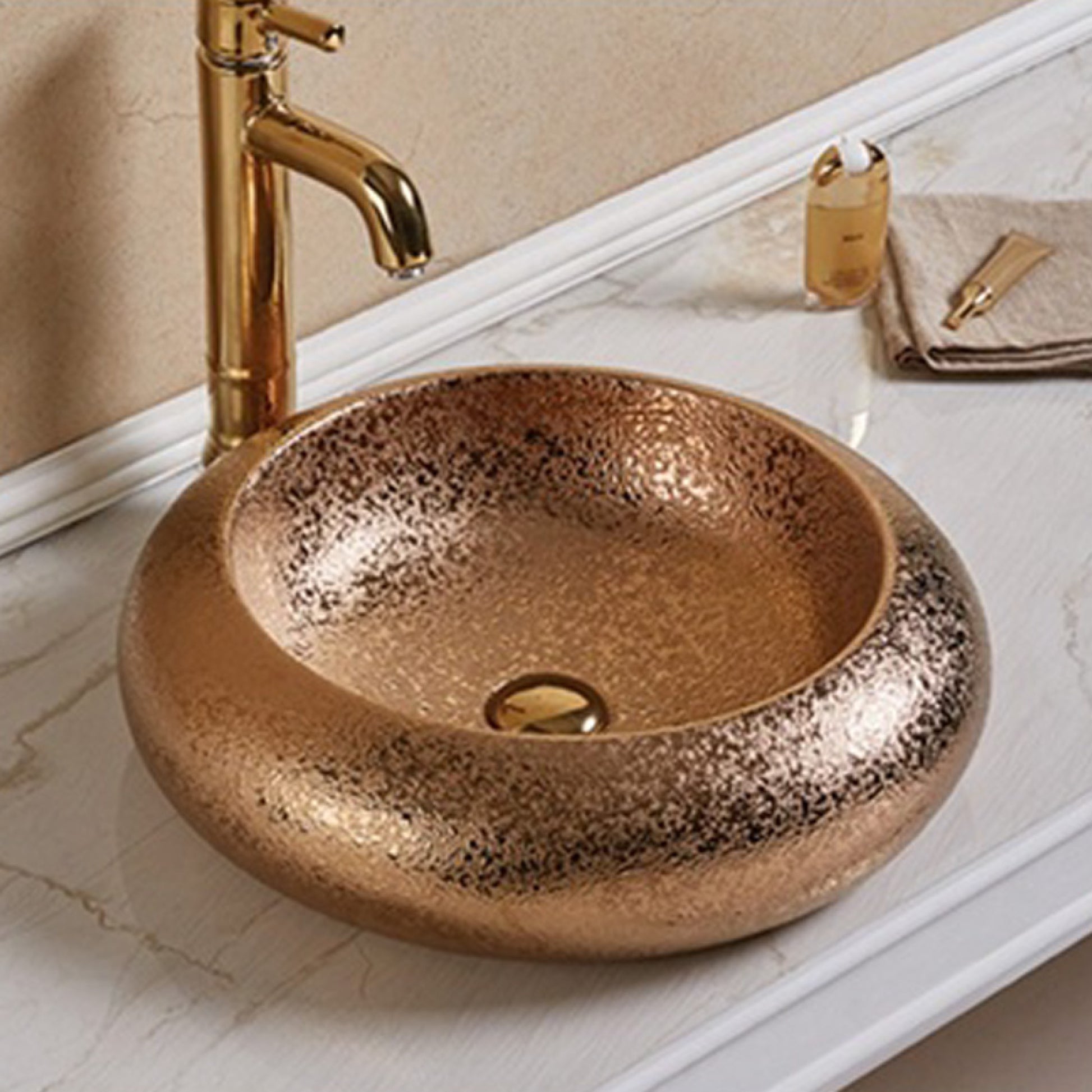 19.3-in. x 19.3-in. Round Bathroom Vessel Sink Oil Rubbed Bronze Enamel Glaze