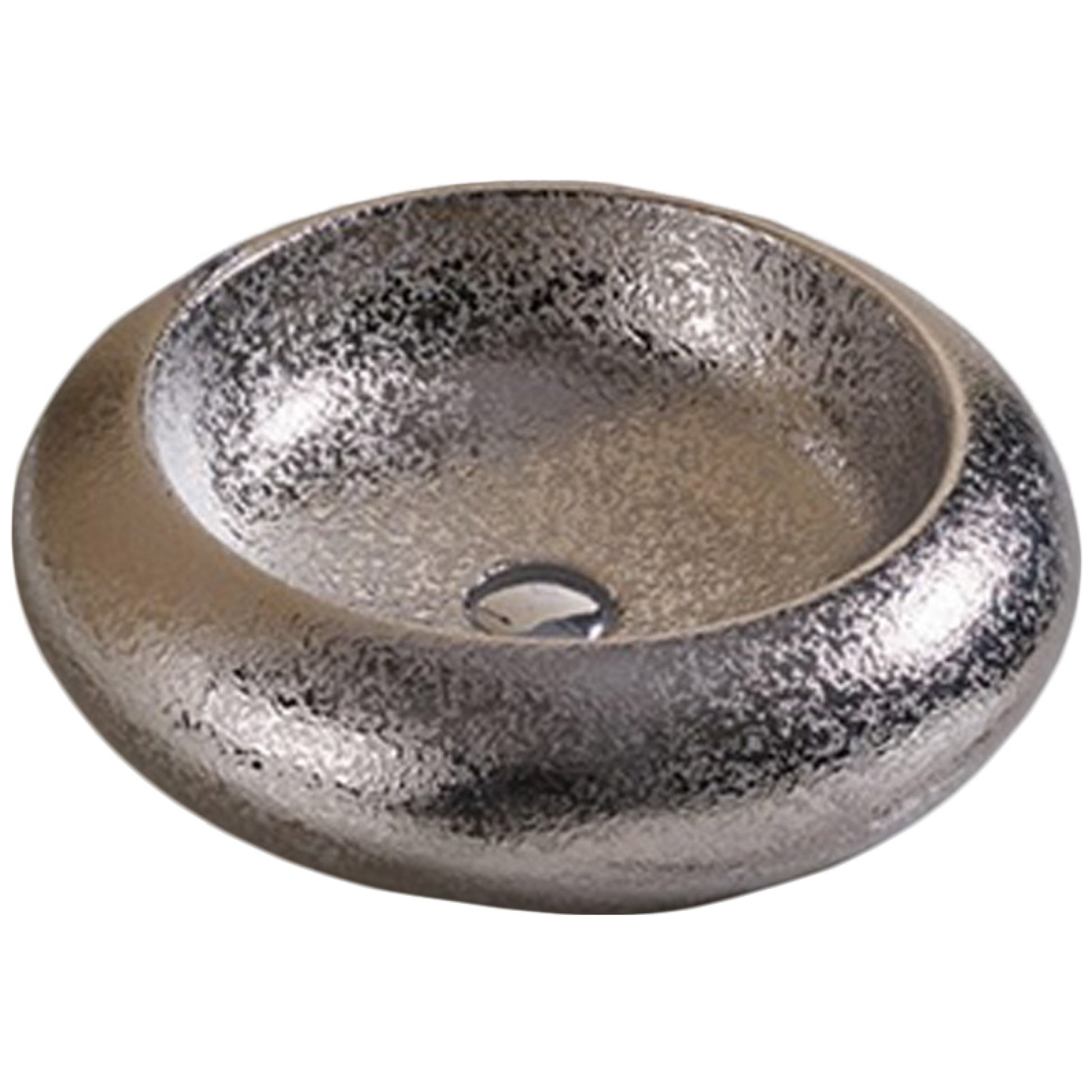 19.3-in. x 19.3-in. Round Bathroom Vessel Sink Silver Enamel Glaze