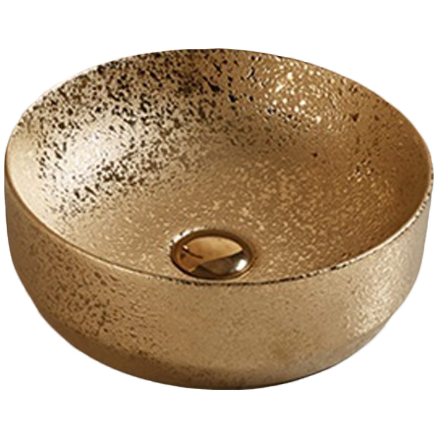 13.98-in. x 13.98-in. Round Bathroom Vessel Sink Gold Enamel Glaze