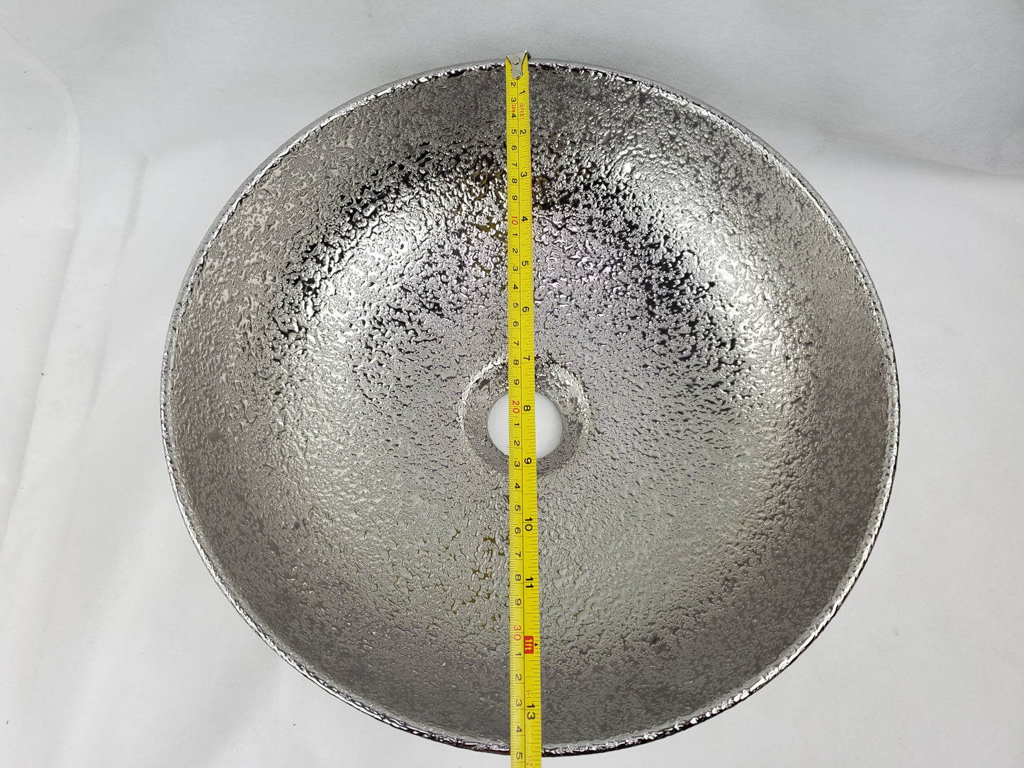 13.98-in. x 13.98-in. Round Bathroom Vessel Sink Silver Enamel Glaze